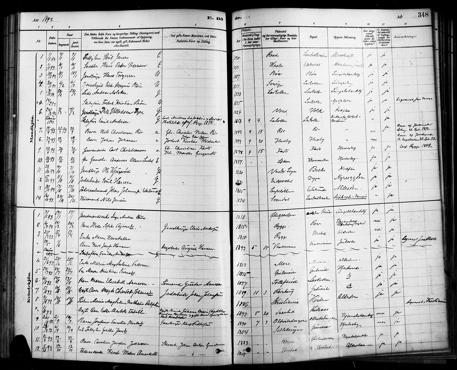 Rygge prestekontor Kirkebøker, SAO/A-10084b/F/Fa/L0007: Parish register (official) no. 7, 1878-1904, p. 348