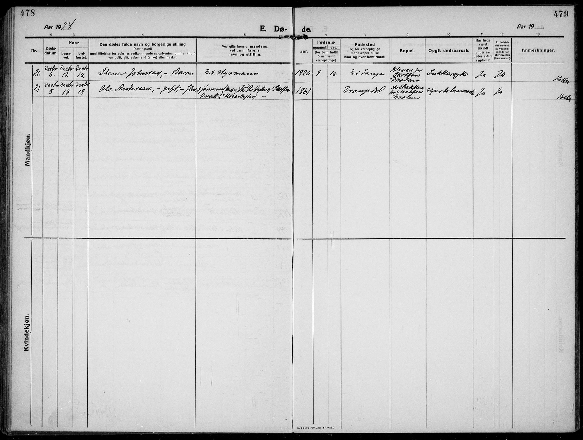 Solum kirkebøker, AV/SAKO-A-306/F/Fb/L0004: Parish register (official) no. II 4, 1913-1924, p. 478-479