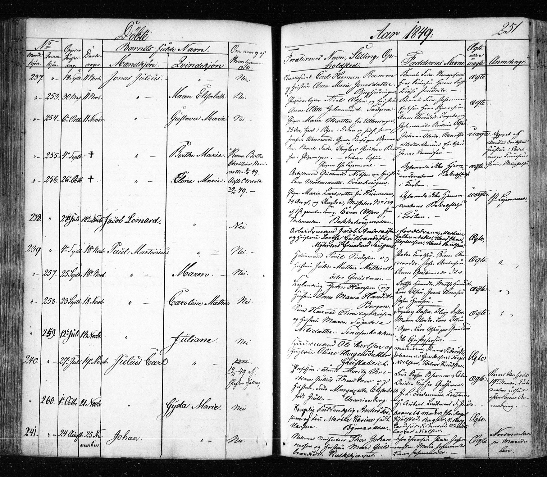 Aker prestekontor kirkebøker, AV/SAO-A-10861/F/L0019: Parish register (official) no. 19, 1842-1852, p. 251