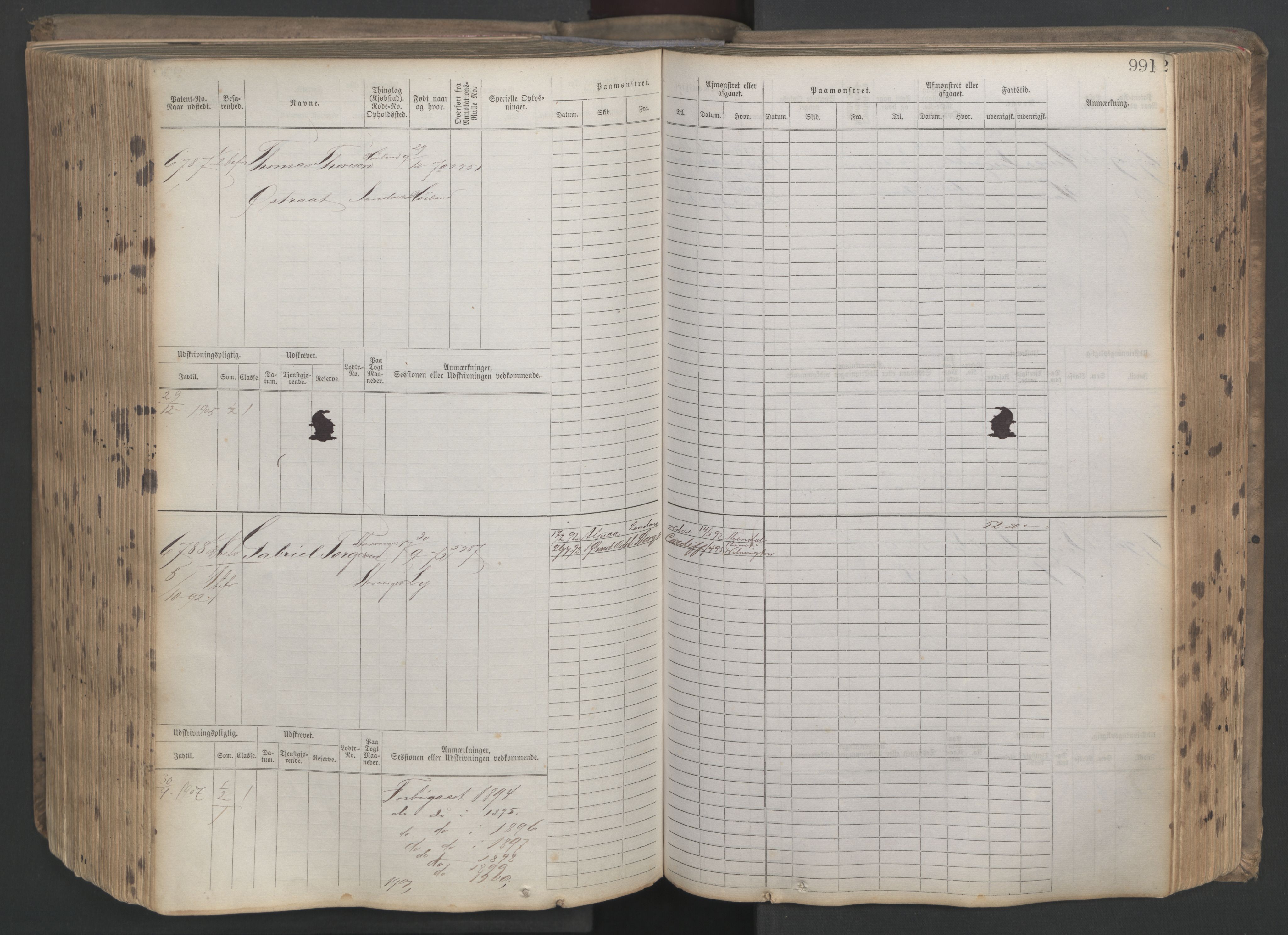 Stavanger sjømannskontor, AV/SAST-A-102006/F/Fb/Fbb/L0021: Sjøfartshovedrulle patnentnr. 6005-7204 (dublett), 1887, p. 396