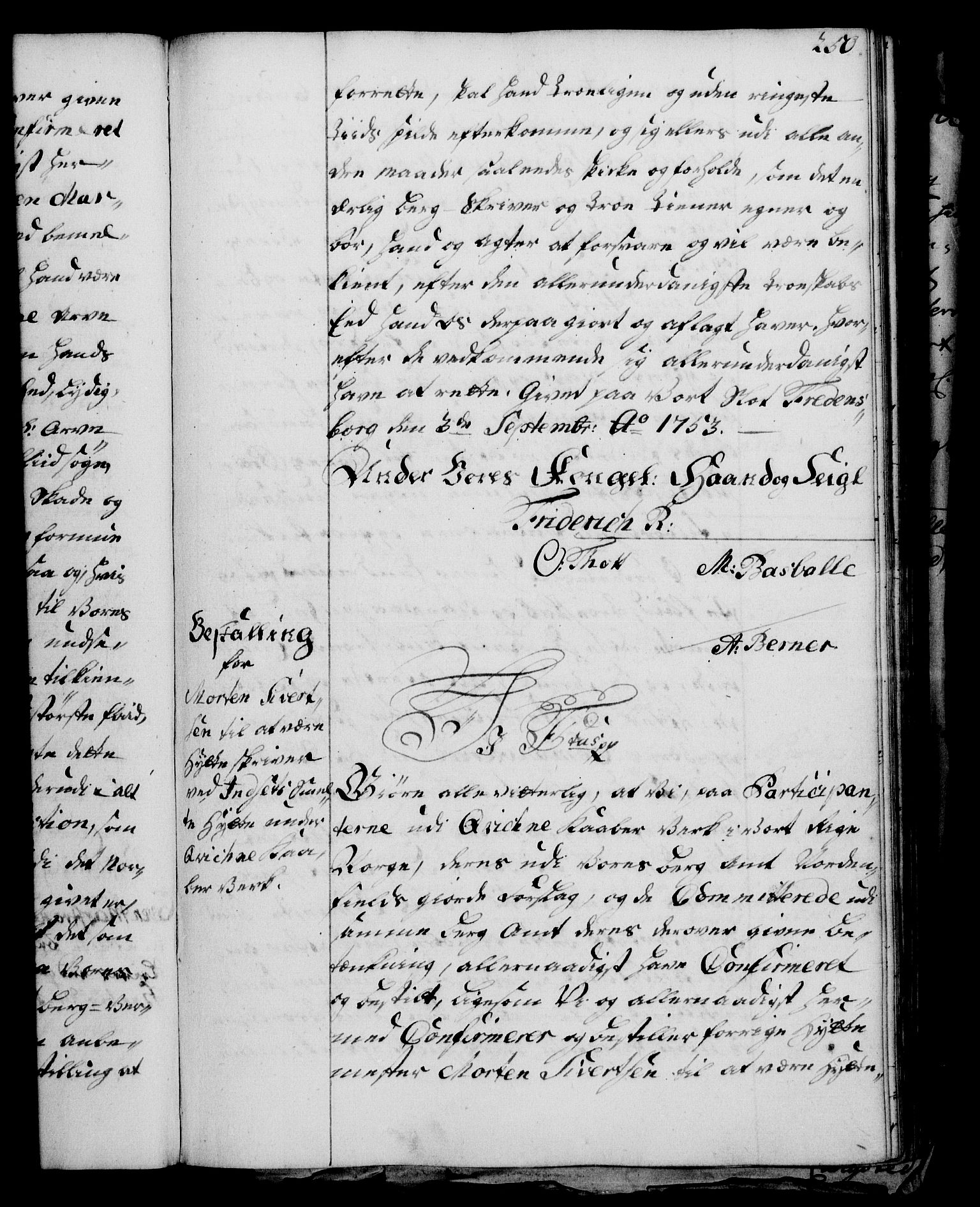 Rentekammeret, Kammerkanselliet, RA/EA-3111/G/Gg/Gge/L0003: Norsk bestallingsprotokoll med register (merket RK 53.27), 1745-1761, p. 250
