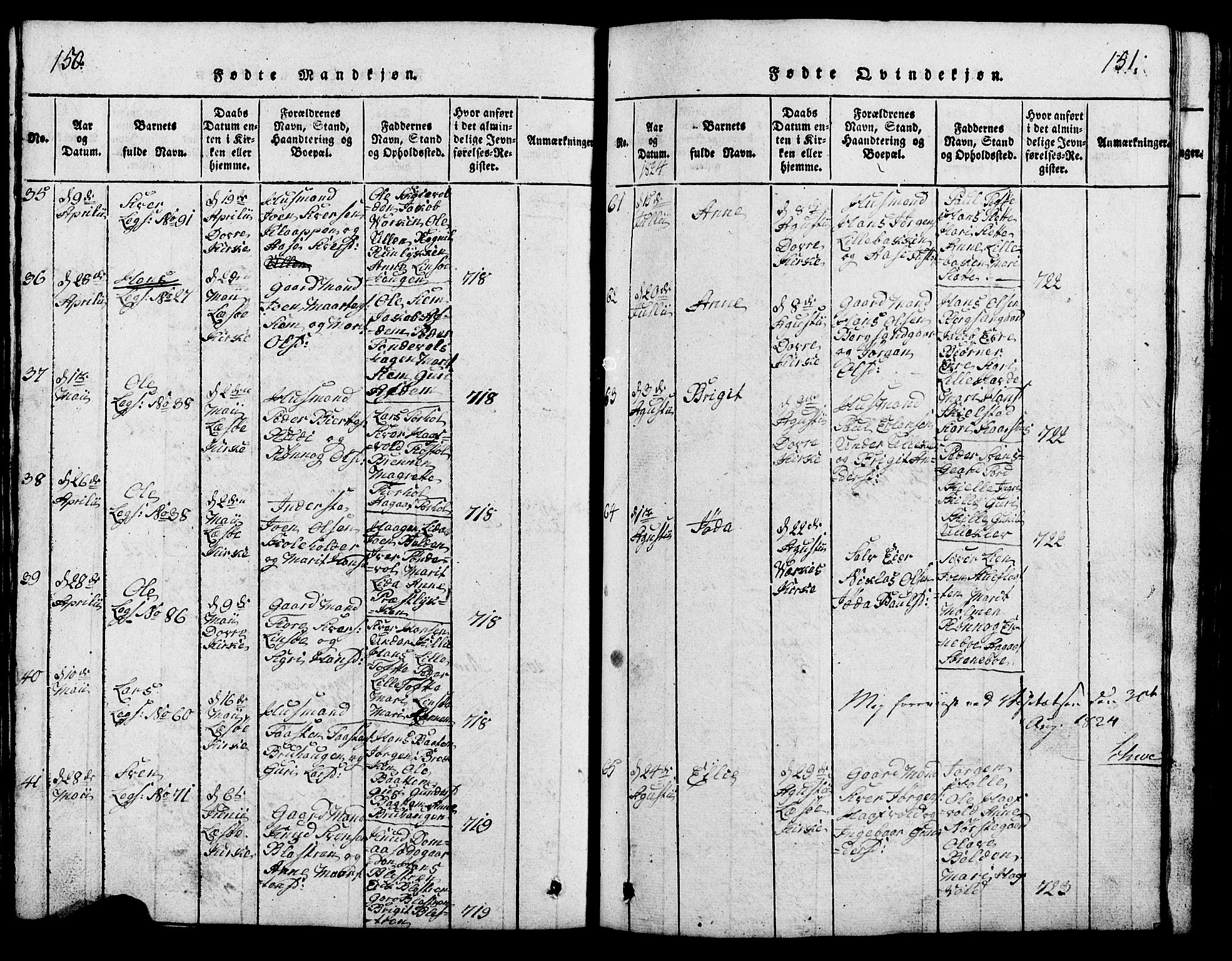 Lesja prestekontor, AV/SAH-PREST-068/H/Ha/Hab/L0001: Parish register (copy) no. 1, 1820-1831, p. 150-151