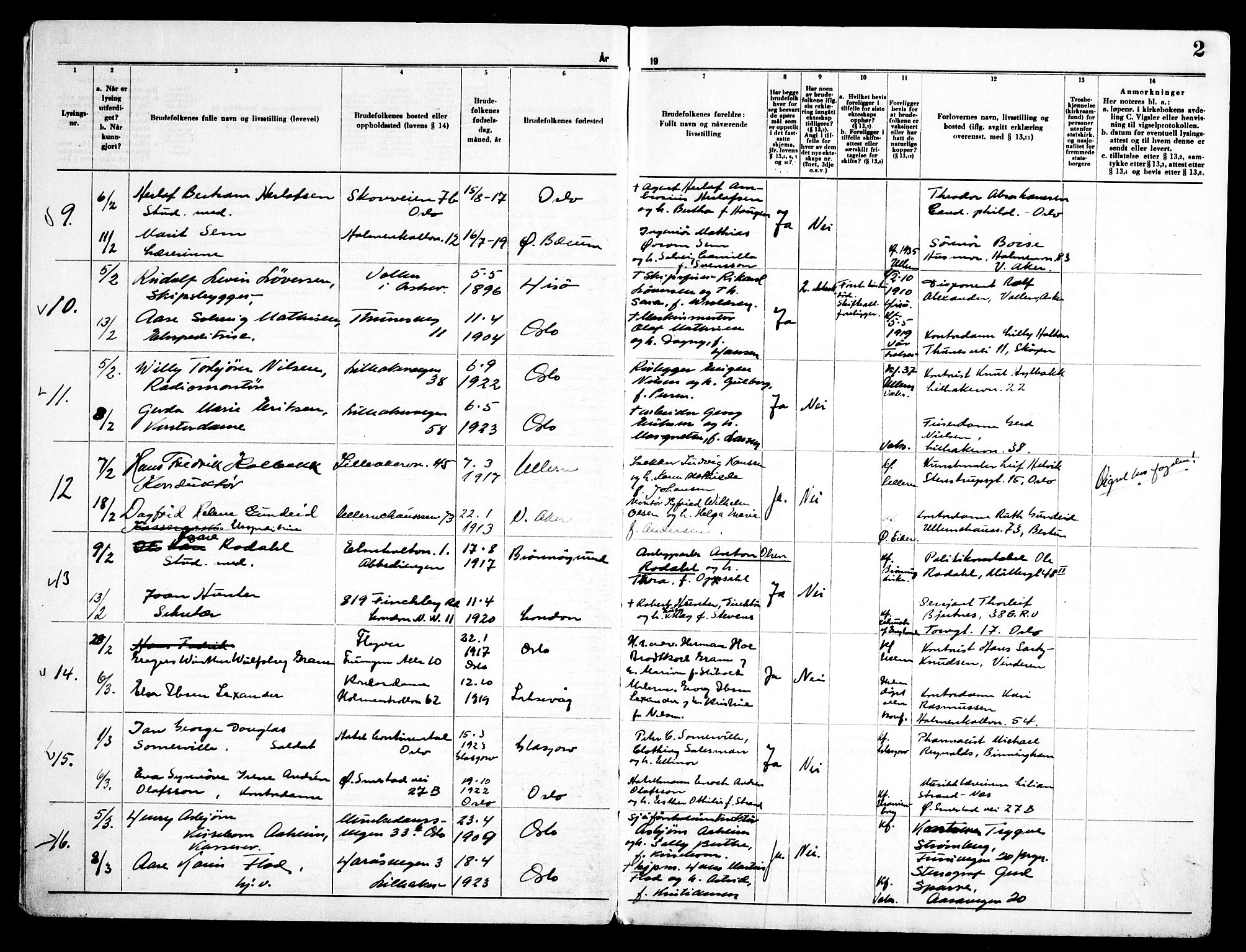 Ullern prestekontor Kirkebøker, SAO/A-10740/H/L0005: Banns register no. 5, 1946-1951, p. 2