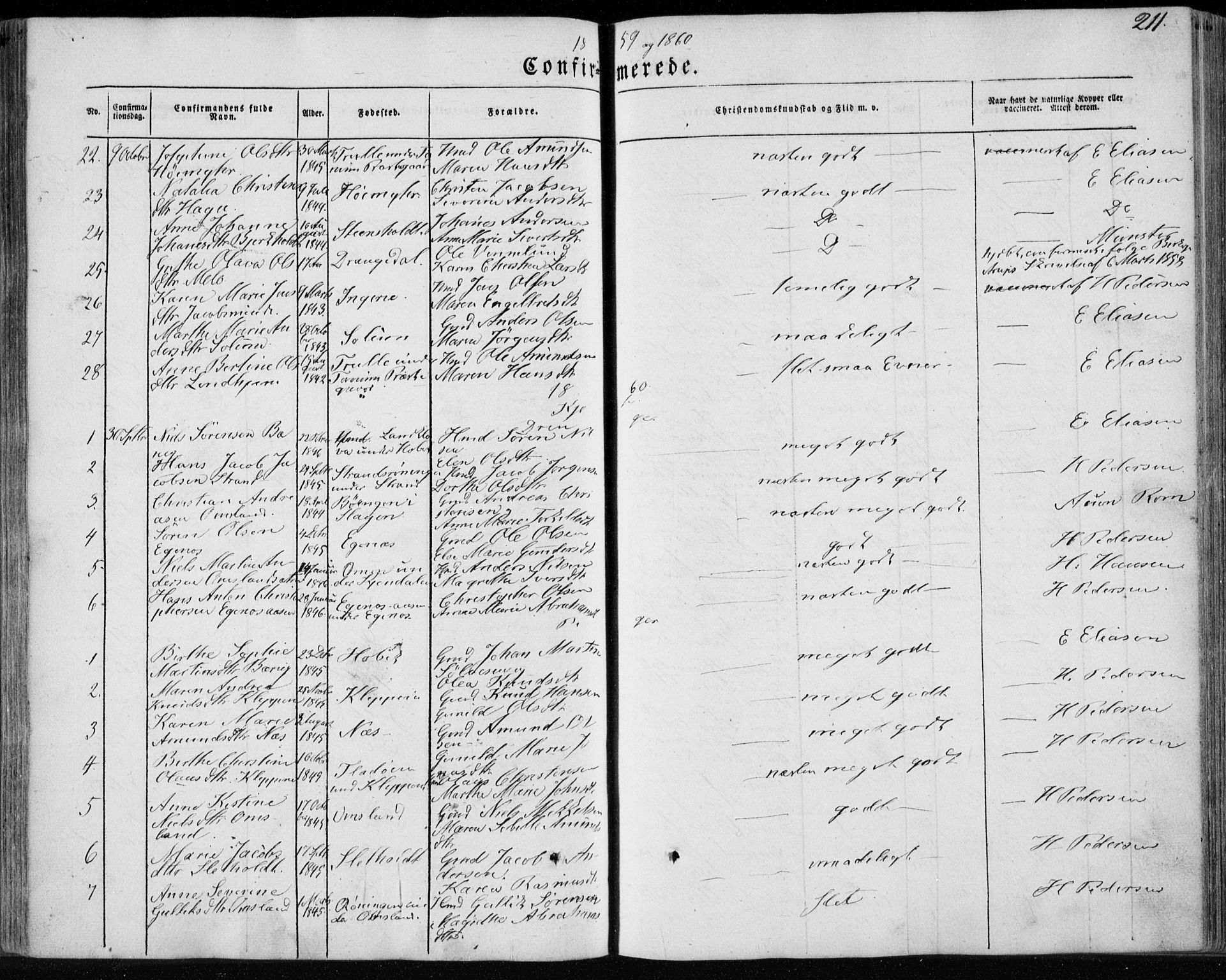 Brunlanes kirkebøker, SAKO/A-342/F/Fa/L0004: Parish register (official) no. I 4, 1846-1862, p. 211