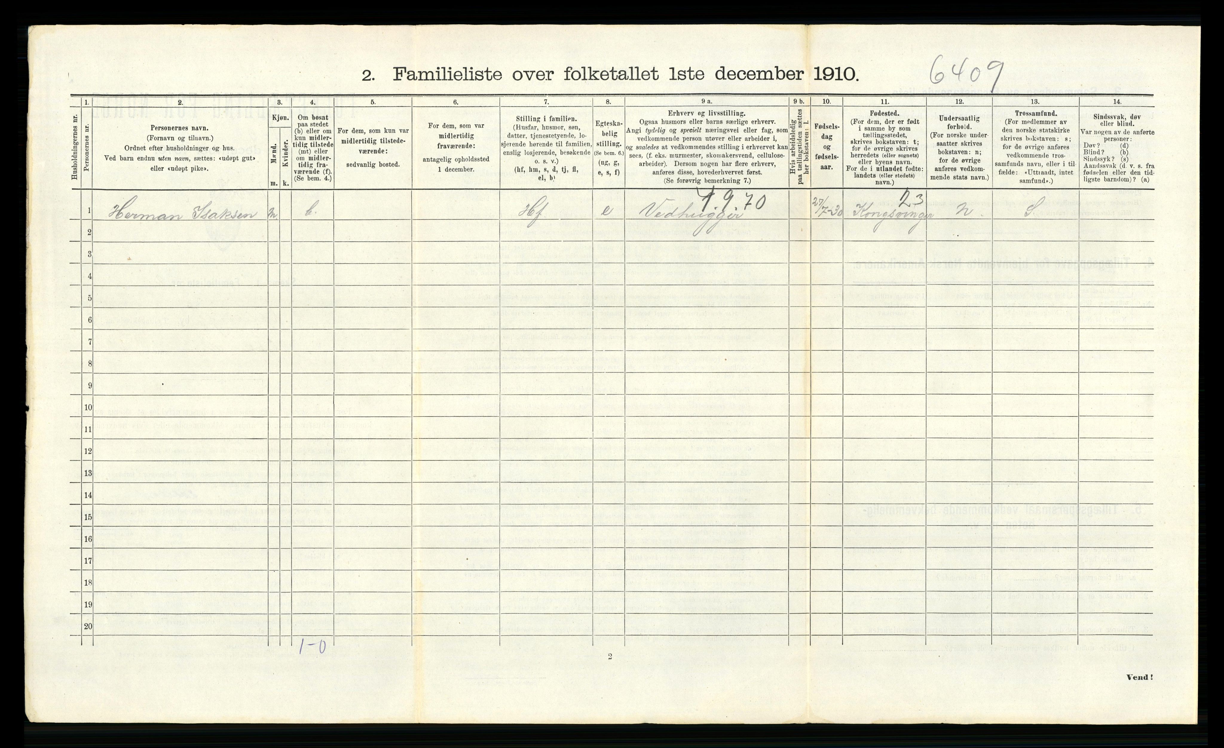 RA, 1910 census for Larvik, 1910, p. 2694