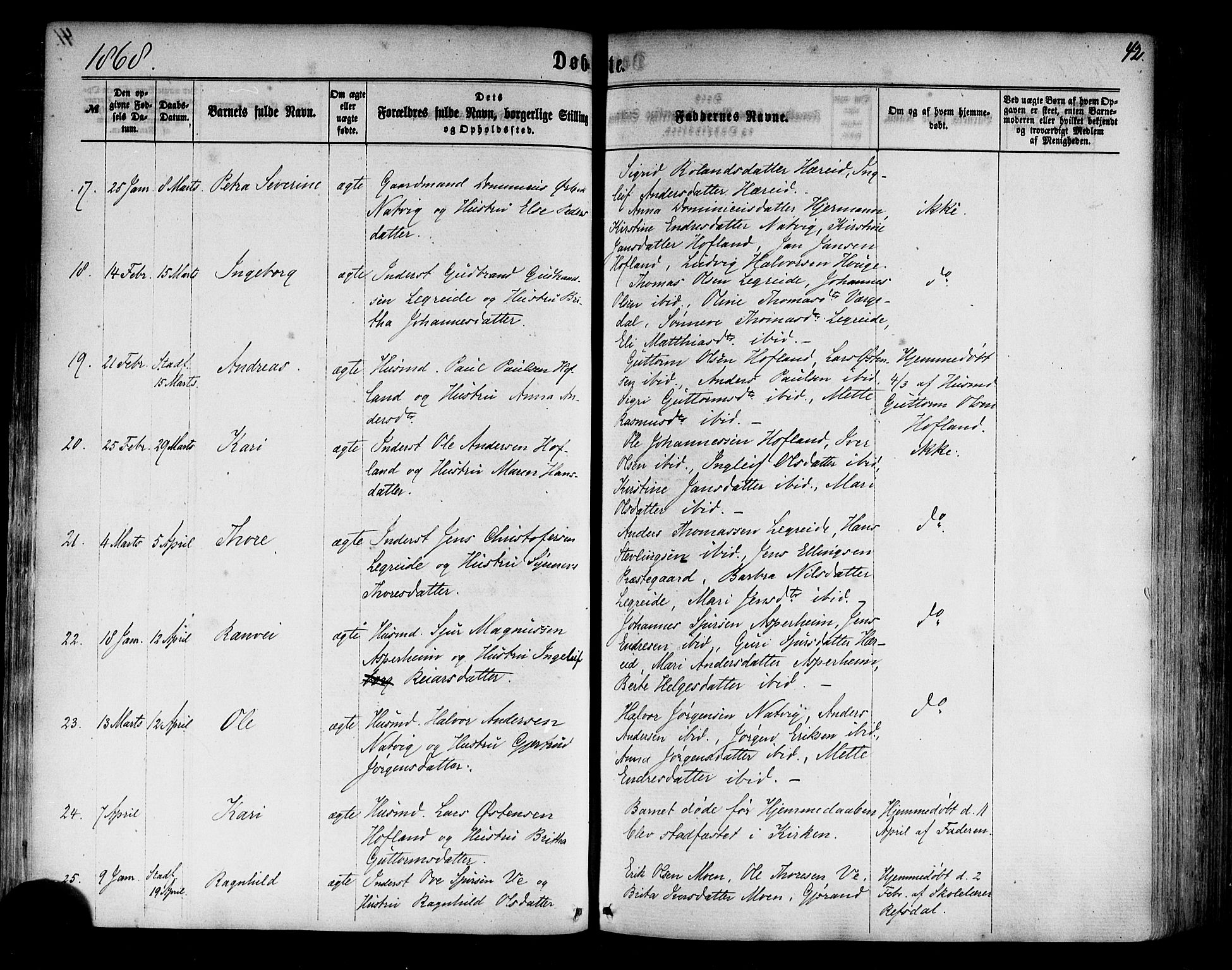 Årdal sokneprestembete, SAB/A-81701: Parish register (official) no. A 3, 1863-1886, p. 42