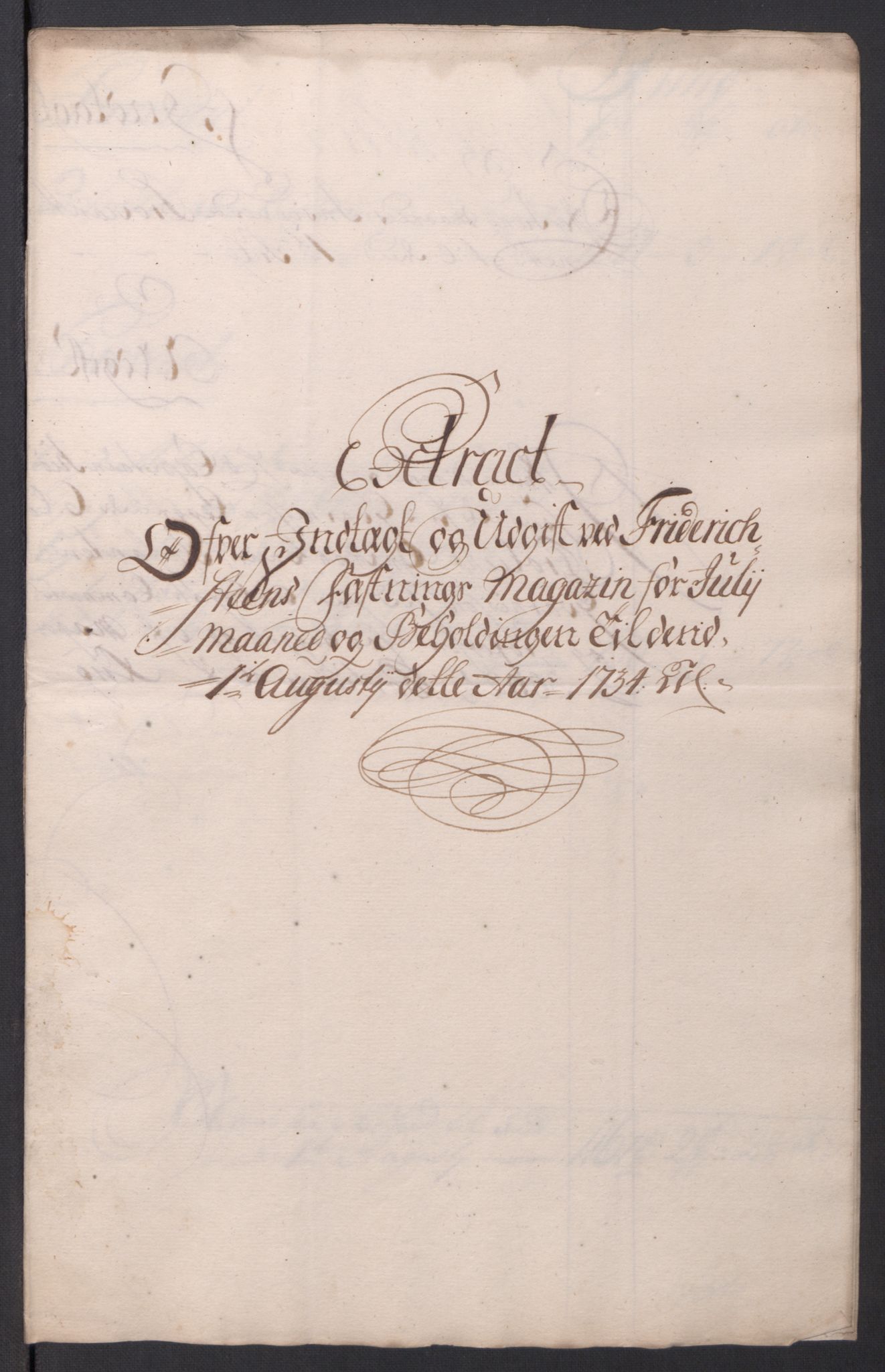 Kommanderende general (KG I) med Det norske krigsdirektorium, AV/RA-EA-5419/D/L0154: Fredriksten festning: Brev, inventarfortegnelser og regnskapsekstrakter, 1730-1739, p. 245