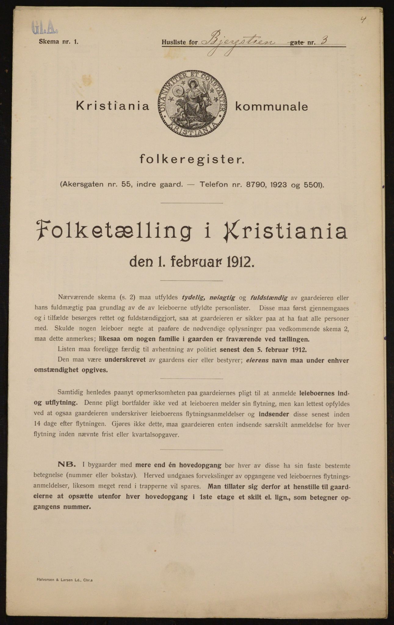 OBA, Municipal Census 1912 for Kristiania, 1912, p. 4323