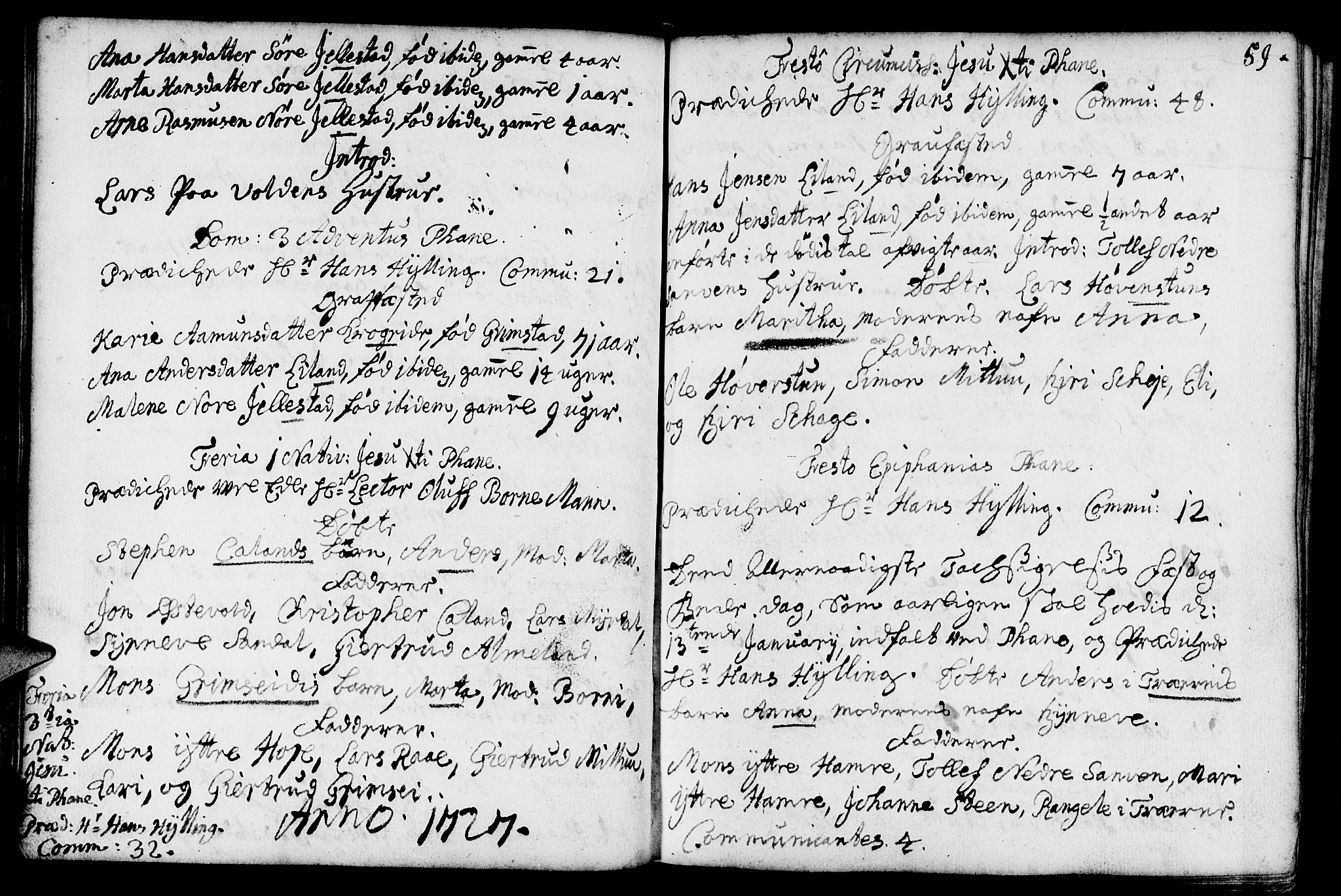 Fana Sokneprestembete, AV/SAB-A-75101/H/Haa/Haaa/L0002: Parish register (official) no. A 2, 1719-1735, p. 59