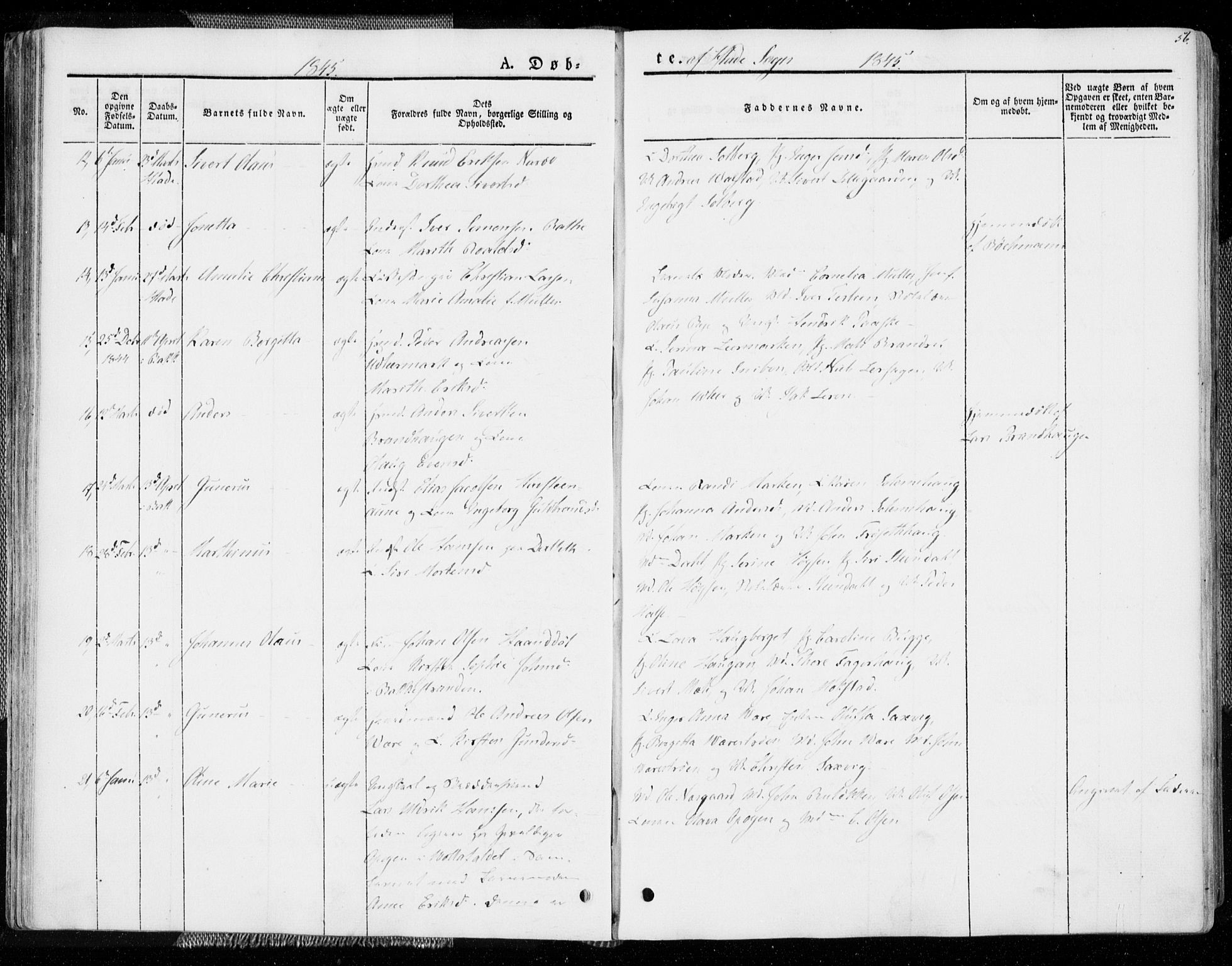 Ministerialprotokoller, klokkerbøker og fødselsregistre - Sør-Trøndelag, SAT/A-1456/606/L0290: Parish register (official) no. 606A05, 1841-1847, p. 56
