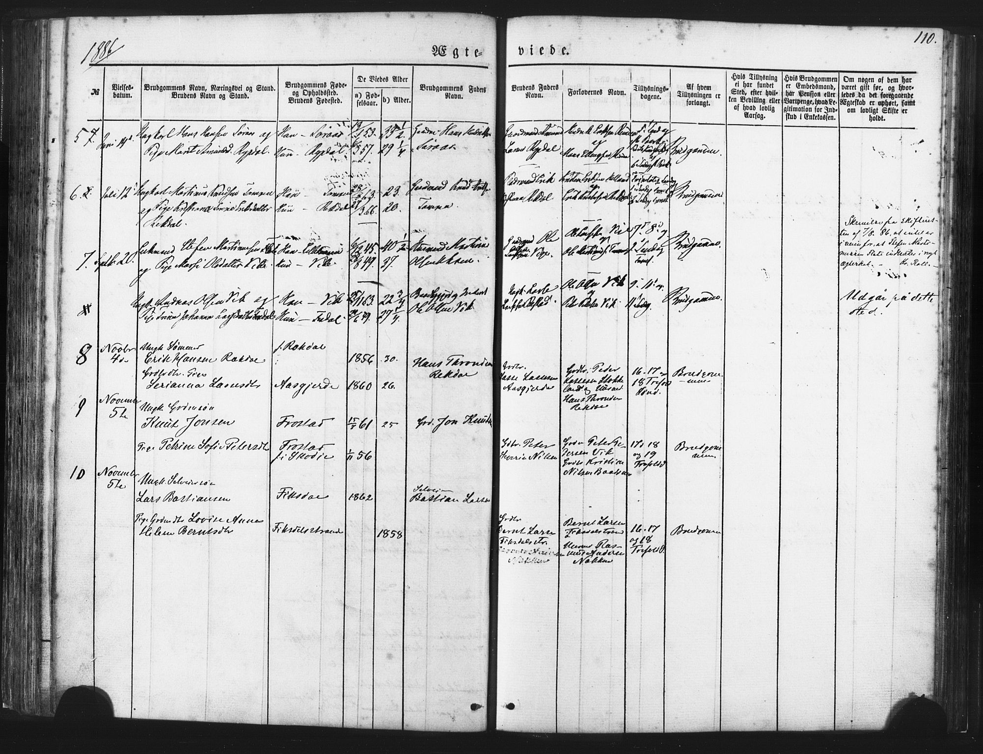 Ministerialprotokoller, klokkerbøker og fødselsregistre - Møre og Romsdal, AV/SAT-A-1454/539/L0530: Parish register (official) no. 539A03, 1872-1886, p. 110