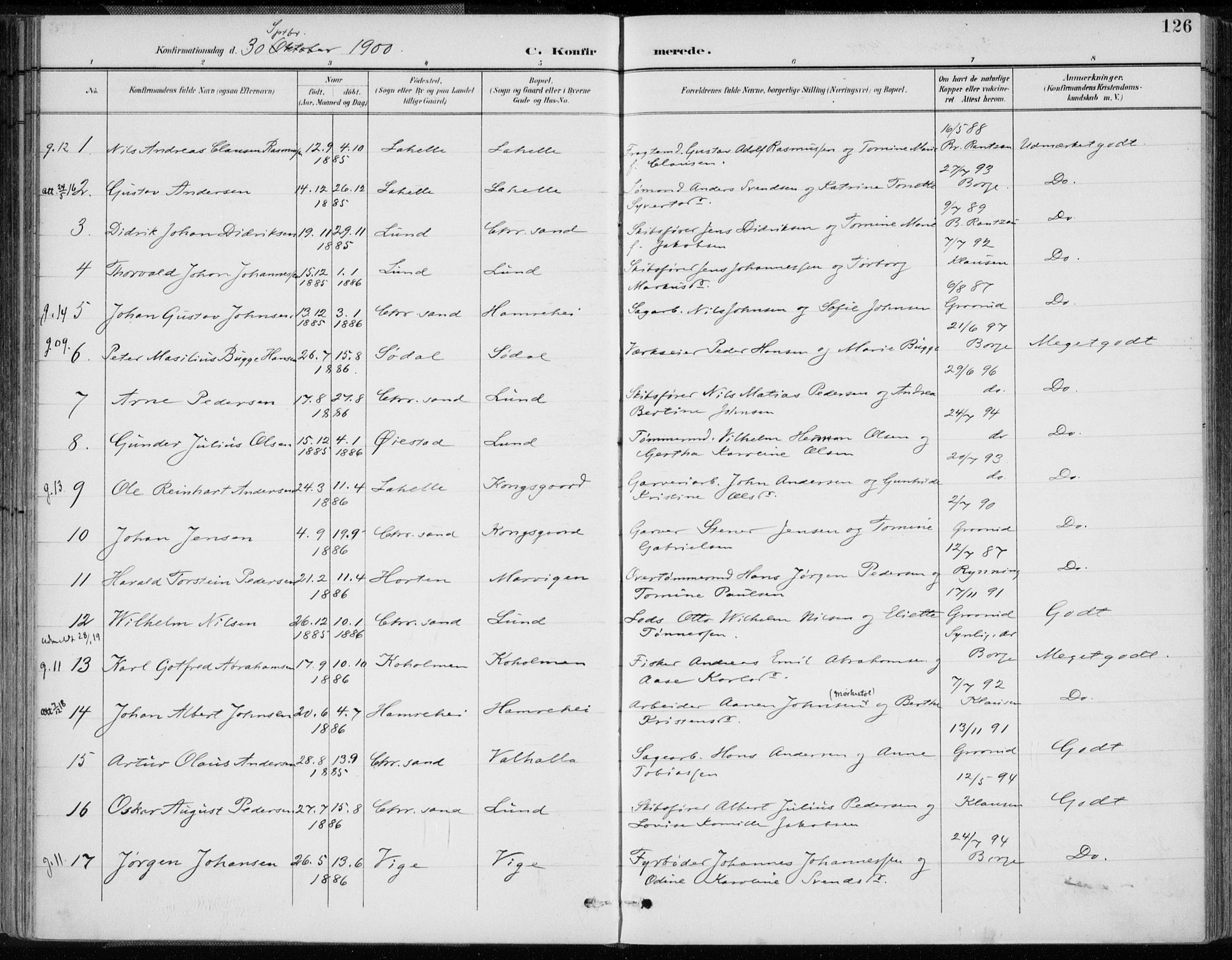 Oddernes sokneprestkontor, AV/SAK-1111-0033/F/Fa/Faa/L0010: Parish register (official) no. A 10, 1897-1911, p. 126