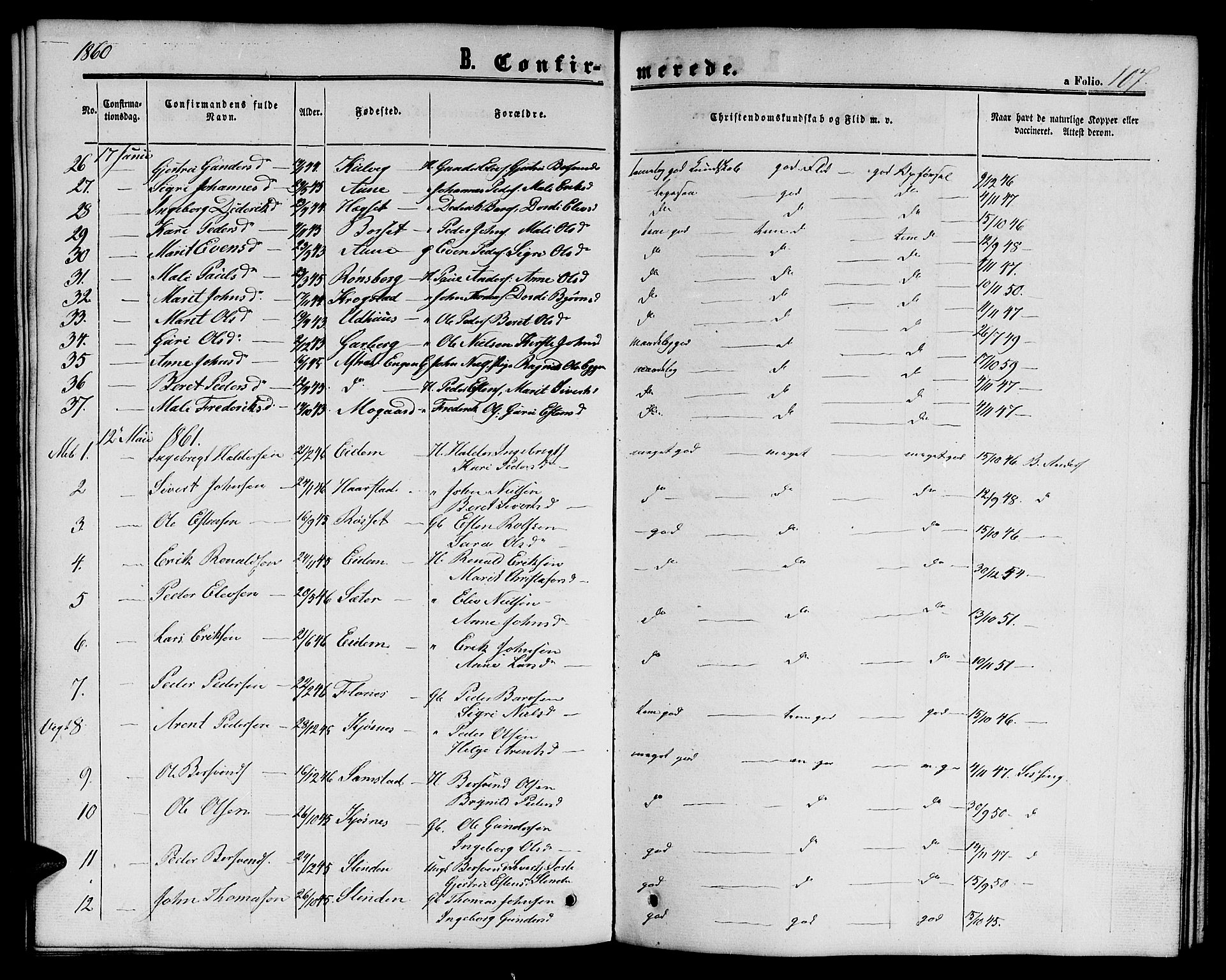 Ministerialprotokoller, klokkerbøker og fødselsregistre - Sør-Trøndelag, SAT/A-1456/695/L1155: Parish register (copy) no. 695C06, 1859-1868, p. 107