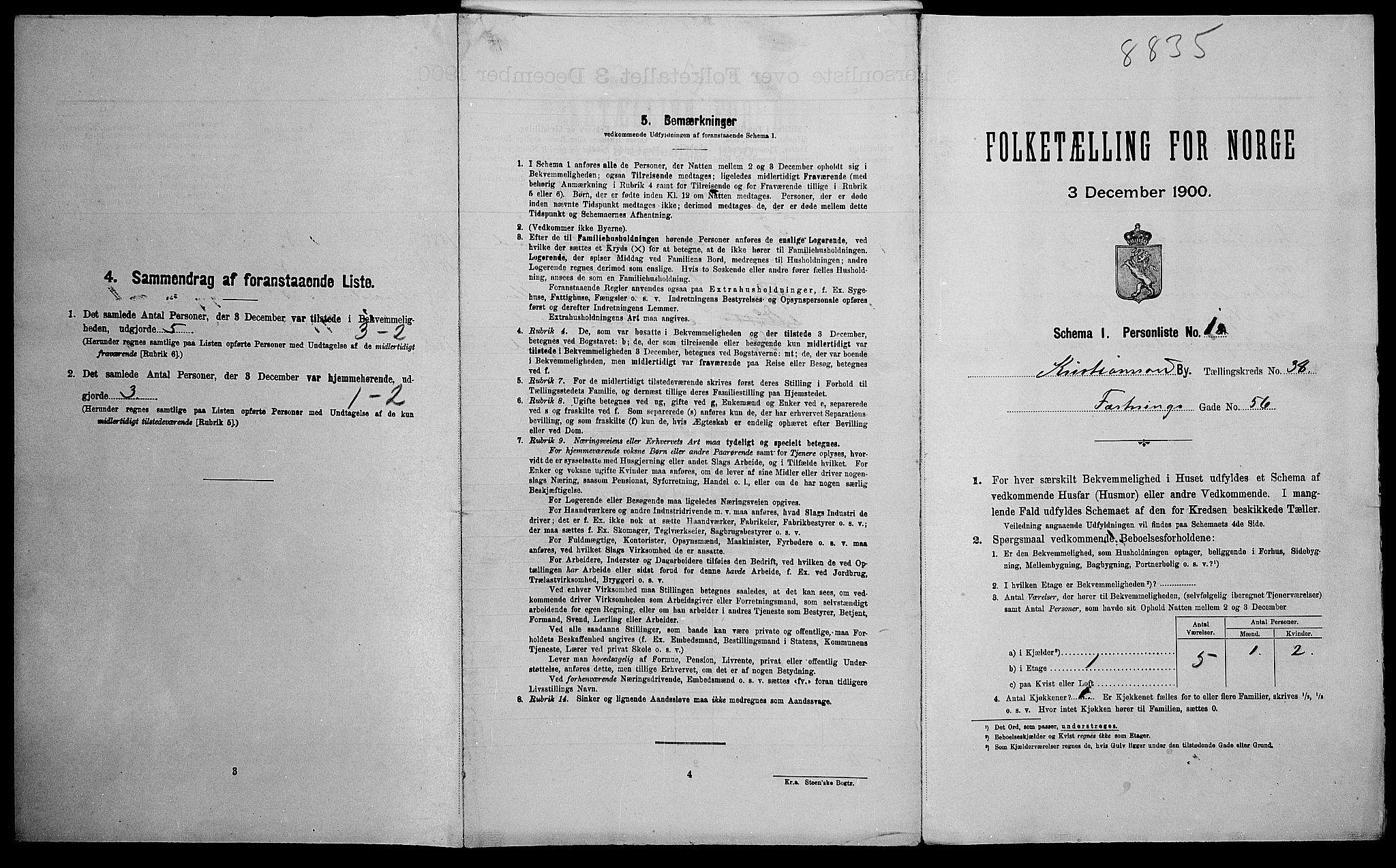 SAK, 1900 census for Kristiansand, 1900, p. 6252