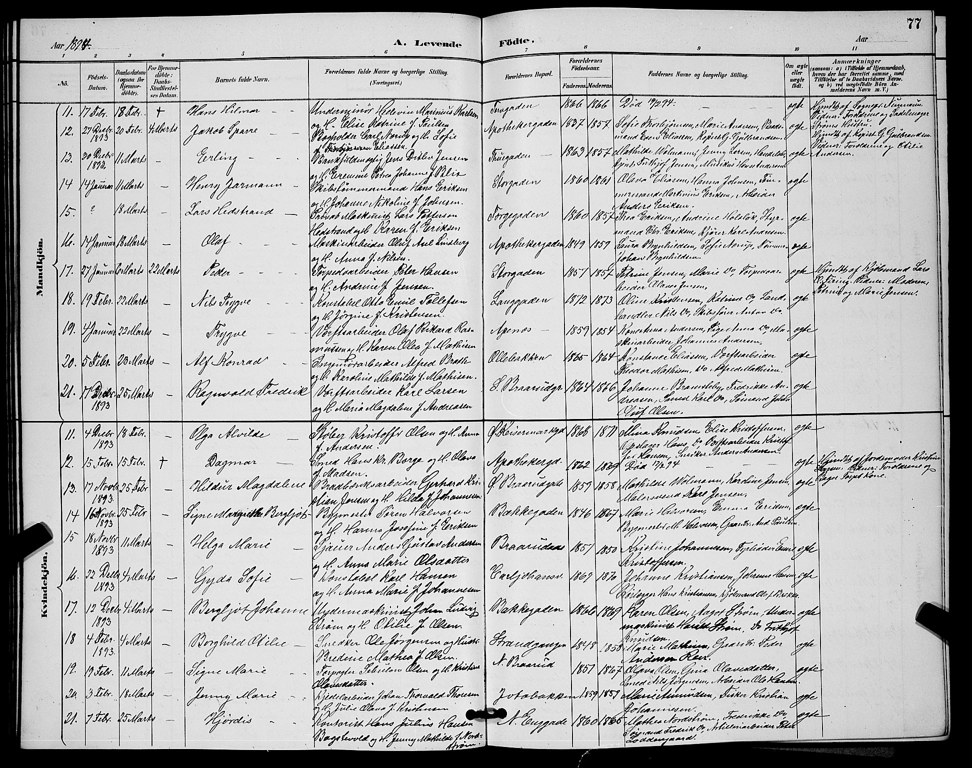 Horten kirkebøker, AV/SAKO-A-348/G/Ga/L0005: Parish register (copy) no. 5, 1888-1895, p. 77