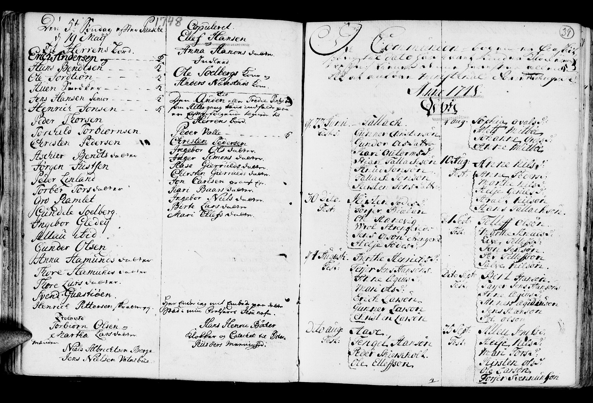 Holt sokneprestkontor, SAK/1111-0021/F/Fb/L0005: Parish register (copy) no. B 5, 1746-1764, p. 39