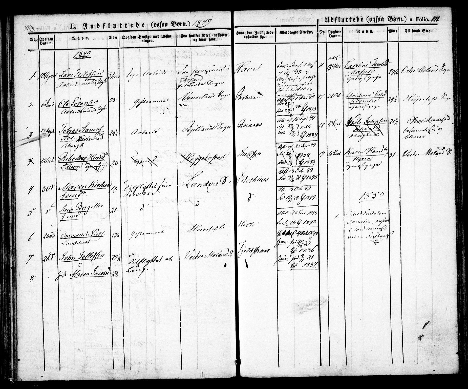 Birkenes sokneprestkontor, AV/SAK-1111-0004/F/Fa/L0001: Parish register (official) no. A 1, 1829-1849, p. 171