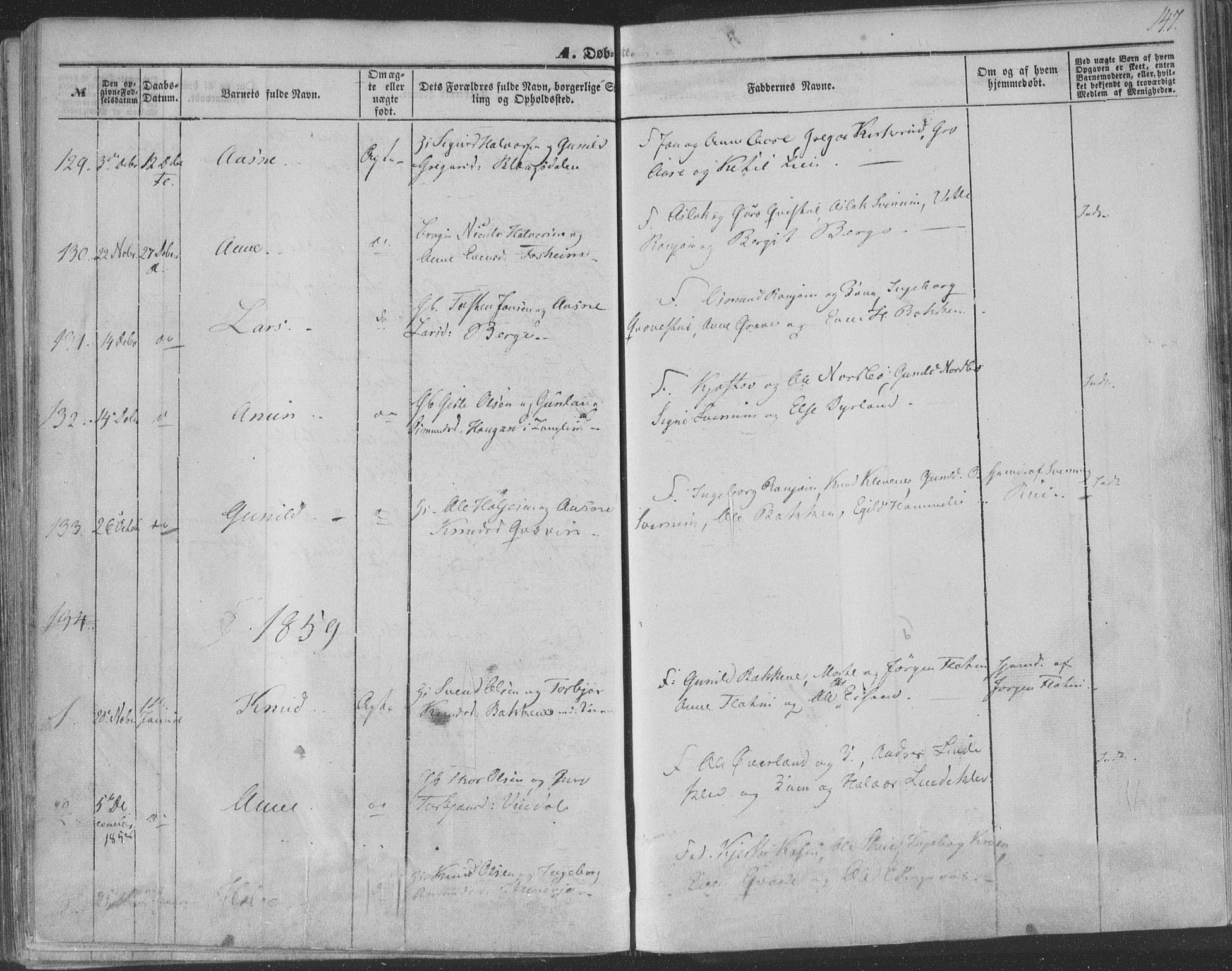 Seljord kirkebøker, SAKO/A-20/F/Fa/L012a: Parish register (official) no. I 12A, 1850-1865, p. 147