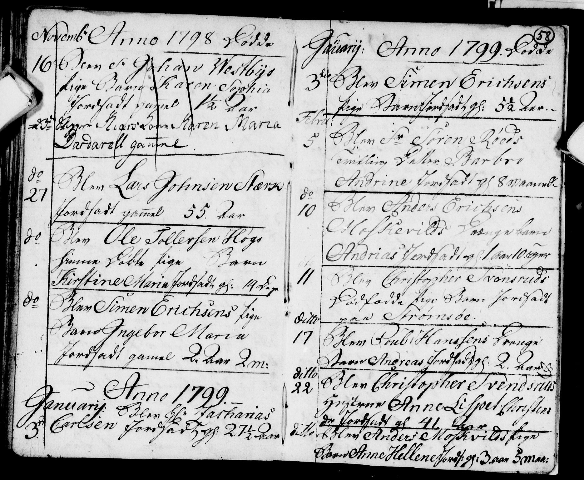 Strømsø kirkebøker, AV/SAKO-A-246/F/Fb/L0003: Parish register (official) no. II 3, 1793-1799, p. 58