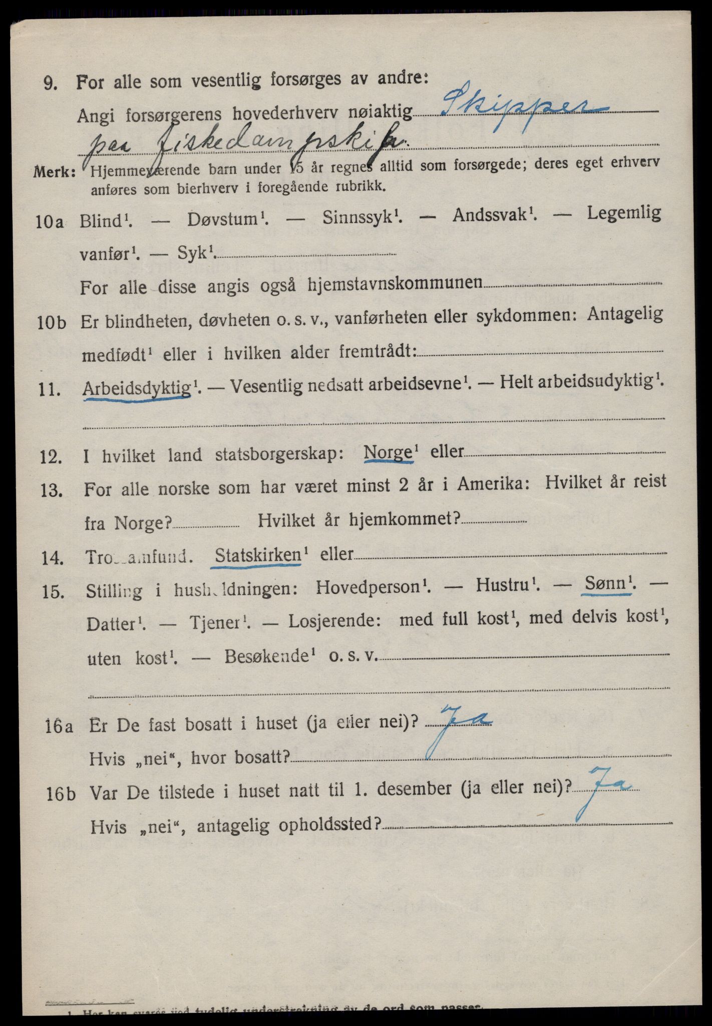 SAT, 1920 census for Vestnes, 1920, p. 3736