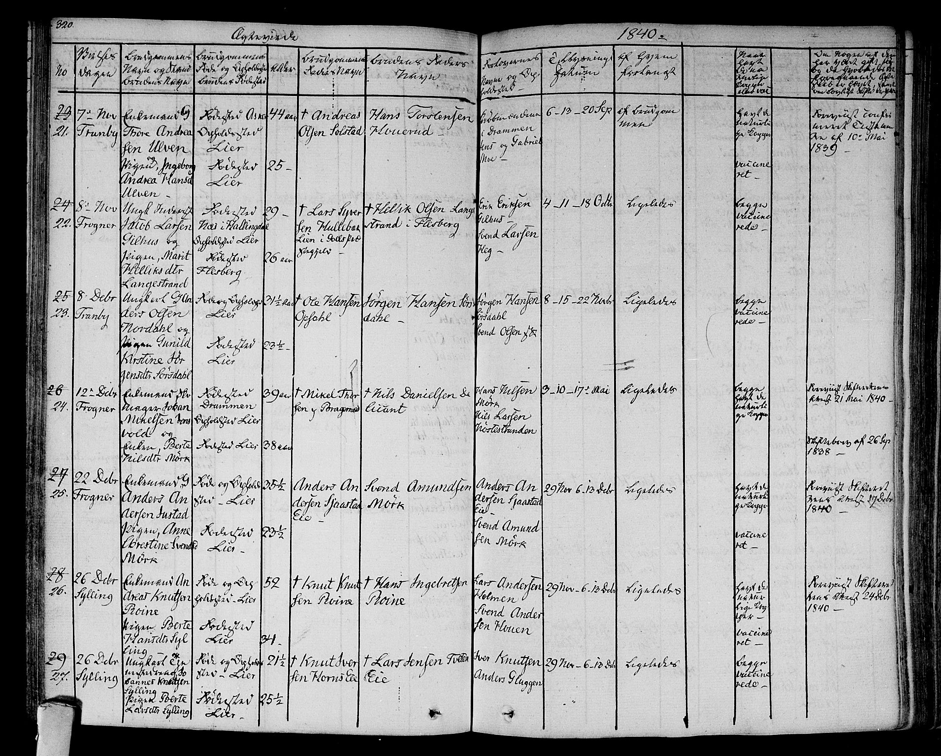 Lier kirkebøker, AV/SAKO-A-230/F/Fa/L0010: Parish register (official) no. I 10, 1827-1843, p. 320