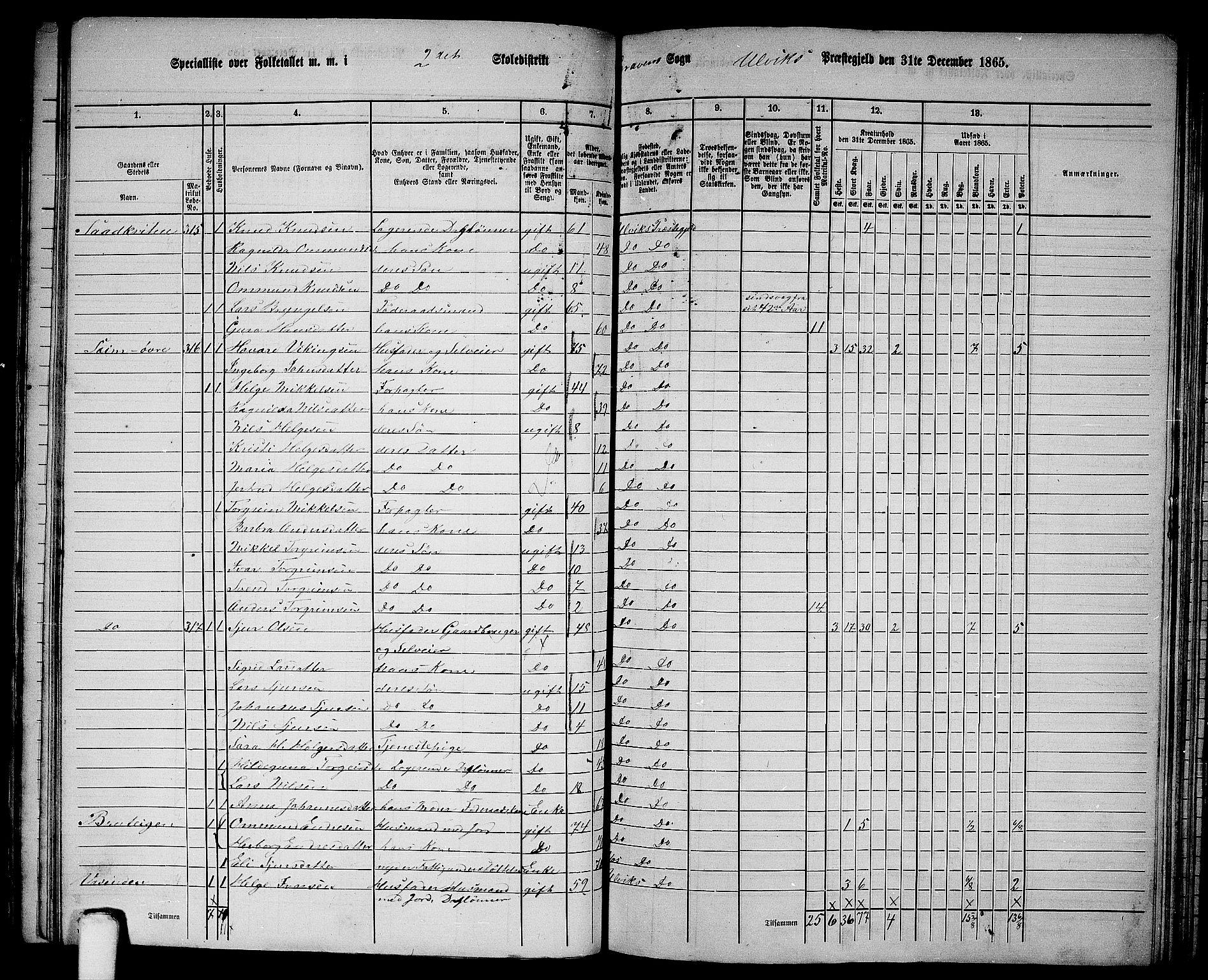 RA, 1865 census for Ulvik, 1865, p. 117