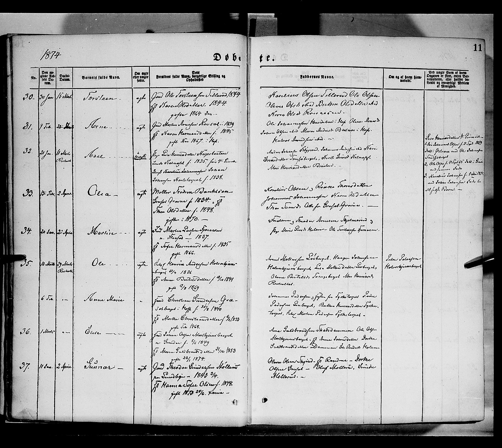 Grue prestekontor, AV/SAH-PREST-036/H/Ha/Haa/L0011: Parish register (official) no. 11, 1873-1880, p. 11