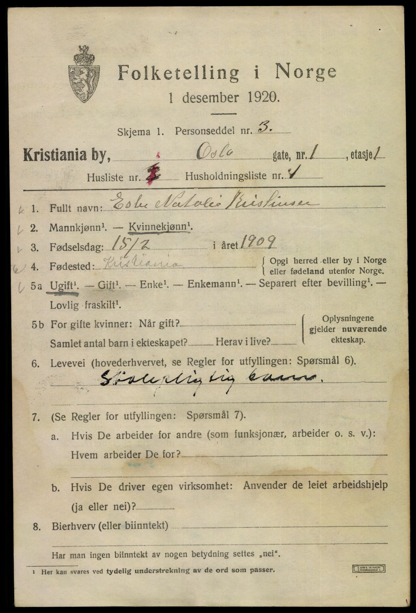 SAO, 1920 census for Kristiania, 1920, p. 439247