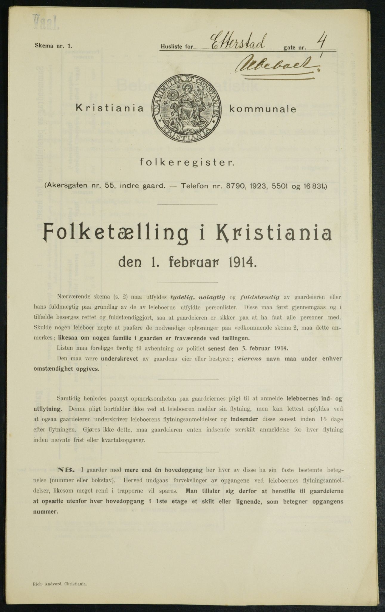 OBA, Municipal Census 1914 for Kristiania, 1914, p. 22523