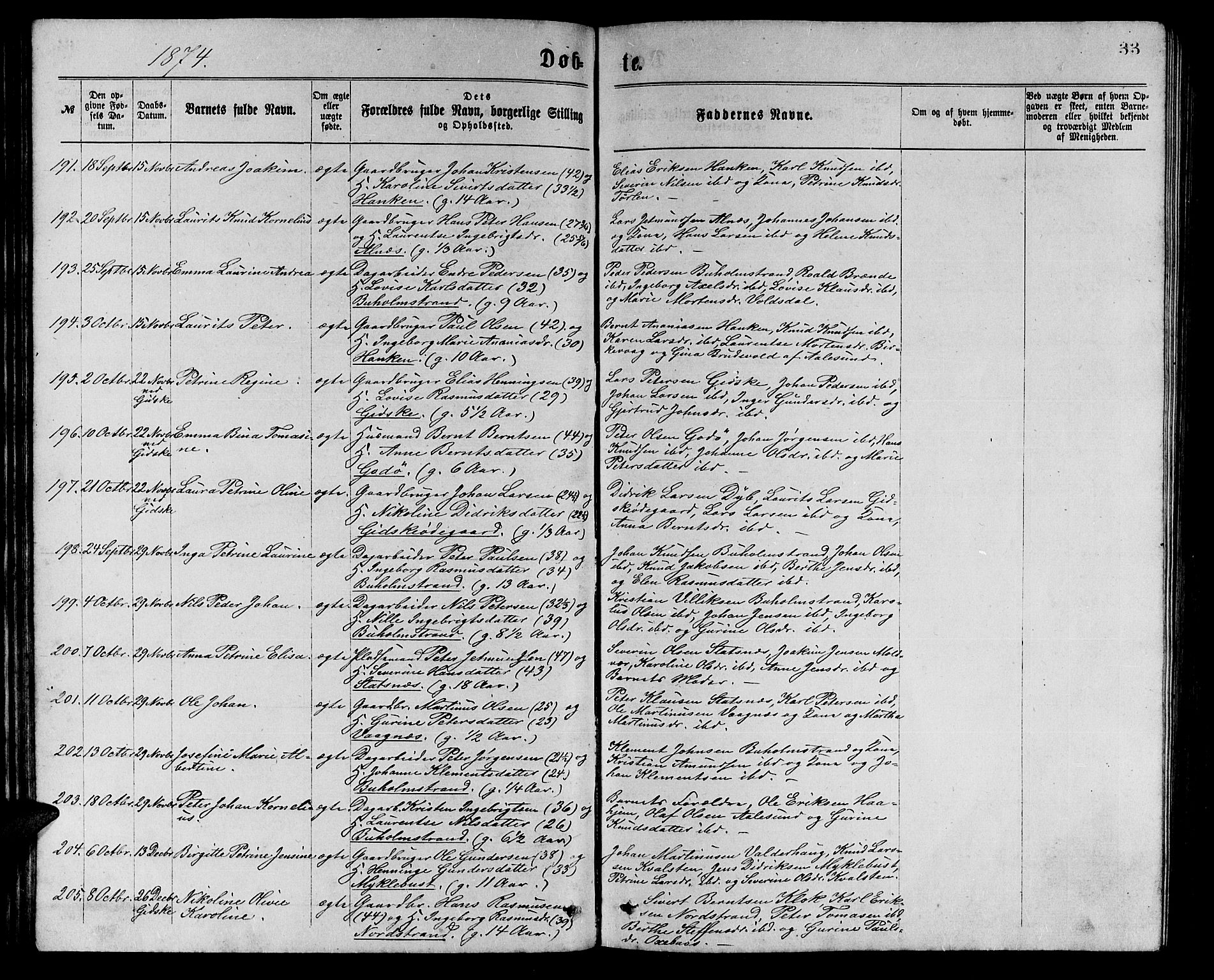 Ministerialprotokoller, klokkerbøker og fødselsregistre - Møre og Romsdal, AV/SAT-A-1454/528/L0429: Parish register (copy) no. 528C10, 1872-1886, p. 33