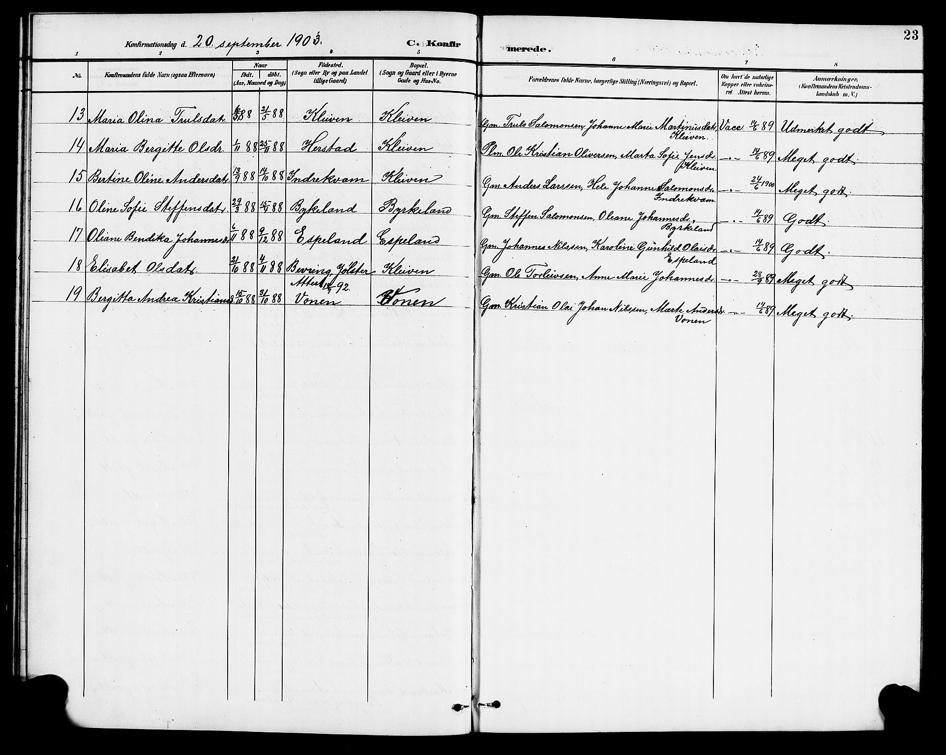 Førde sokneprestembete, SAB/A-79901/H/Hab/Habd/L0005: Parish register (copy) no. D 5, 1898-1911, p. 23