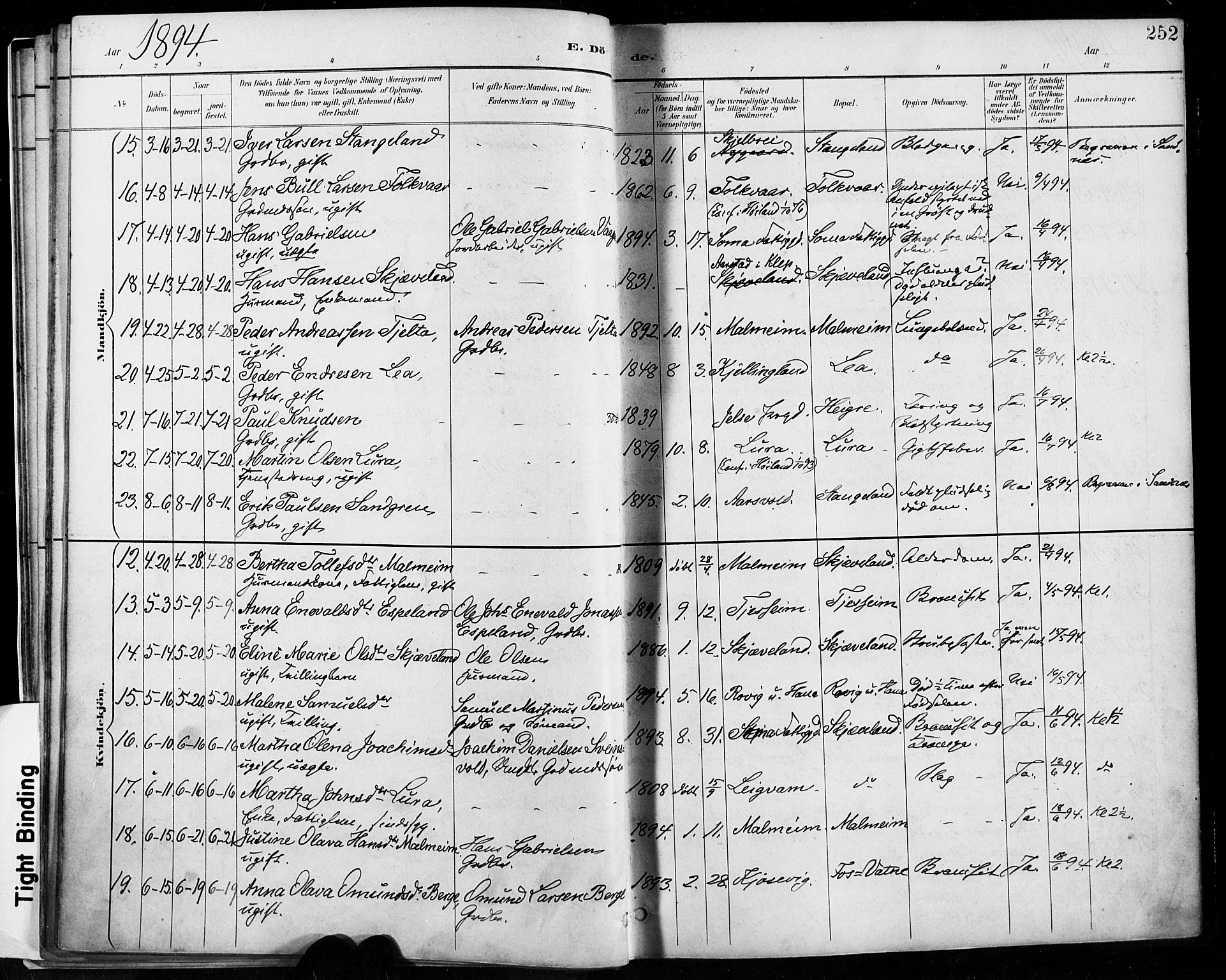 Høyland sokneprestkontor, SAST/A-101799/001/30BA/L0013: Parish register (official) no. A 13.2, 1889-1898, p. 252