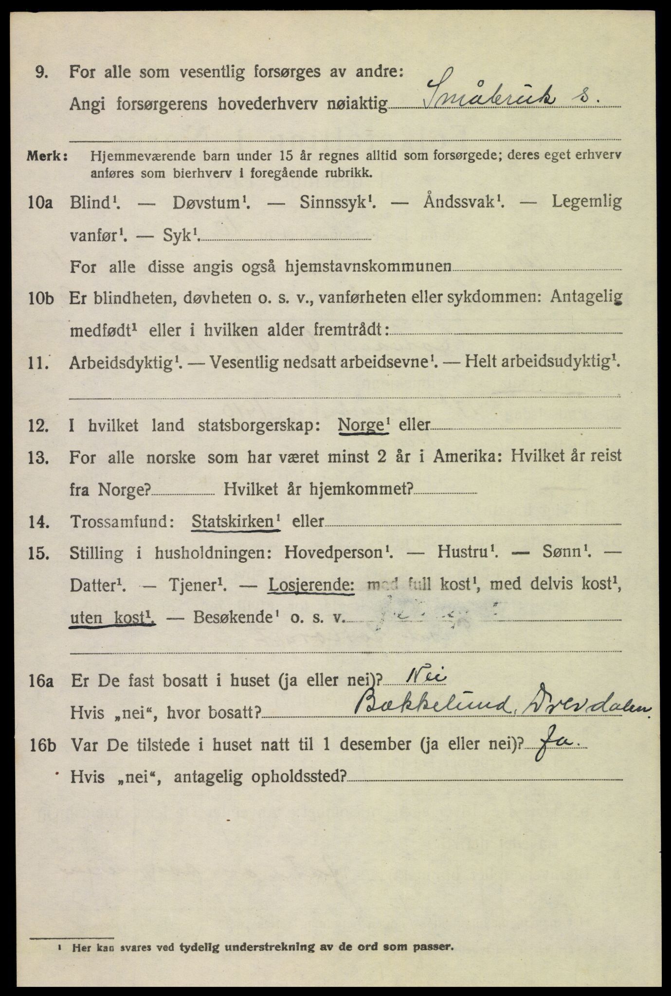 SAH, 1920 census for Trysil, 1920, p. 6976