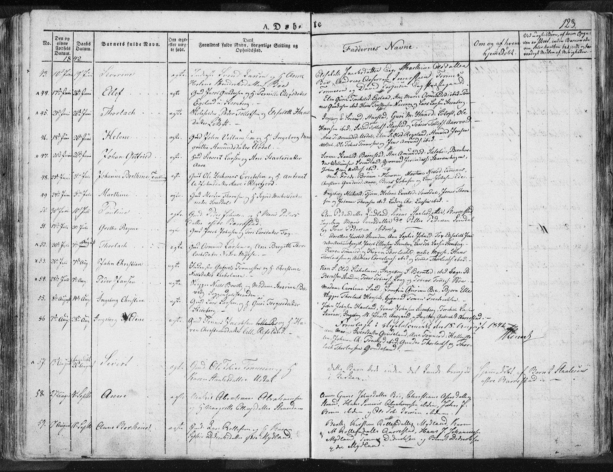 Sokndal sokneprestkontor, AV/SAST-A-101808: Parish register (official) no. A 7.1, 1826-1842, p. 123