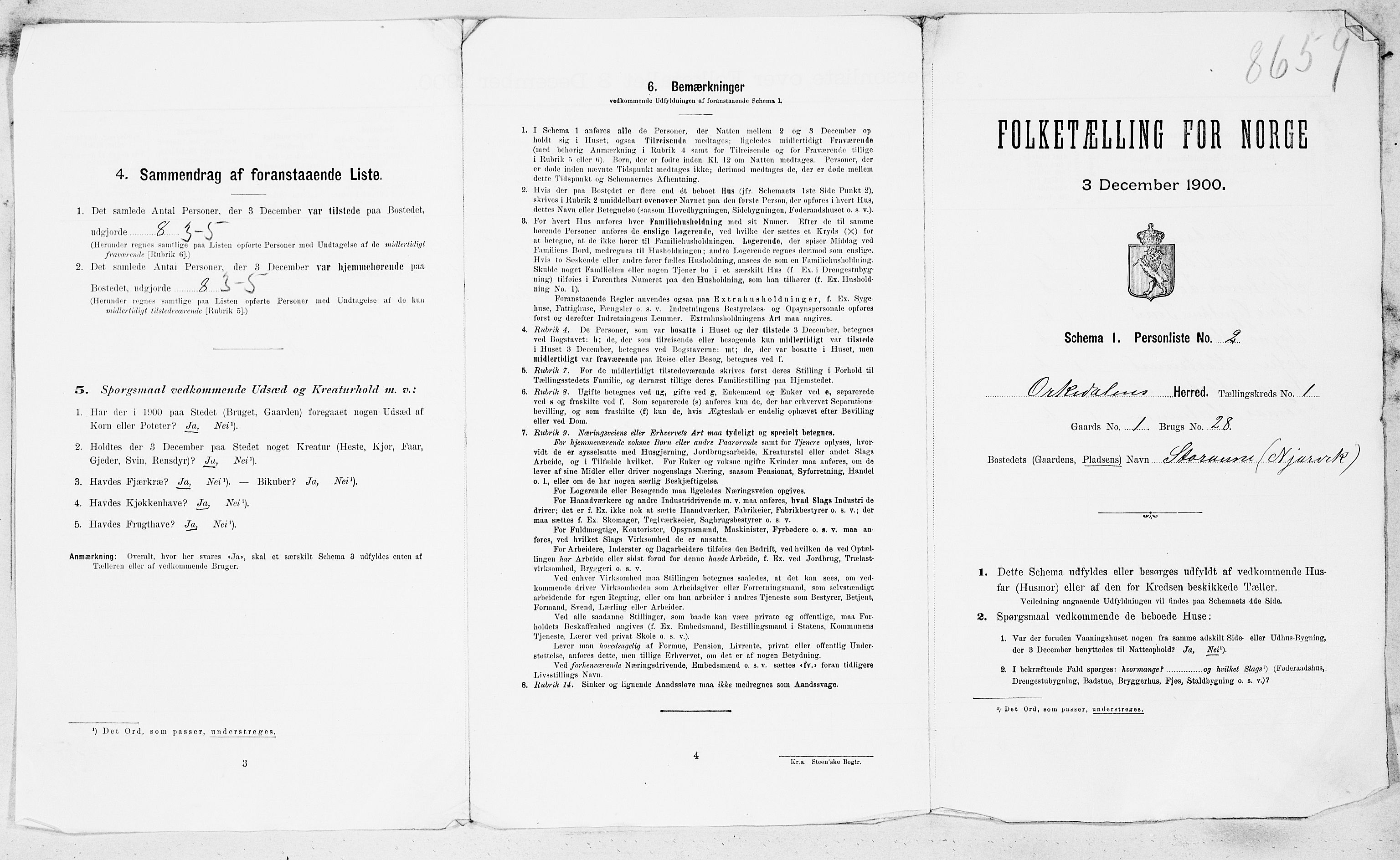 SAT, 1900 census for Orkdal, 1900, p. 150