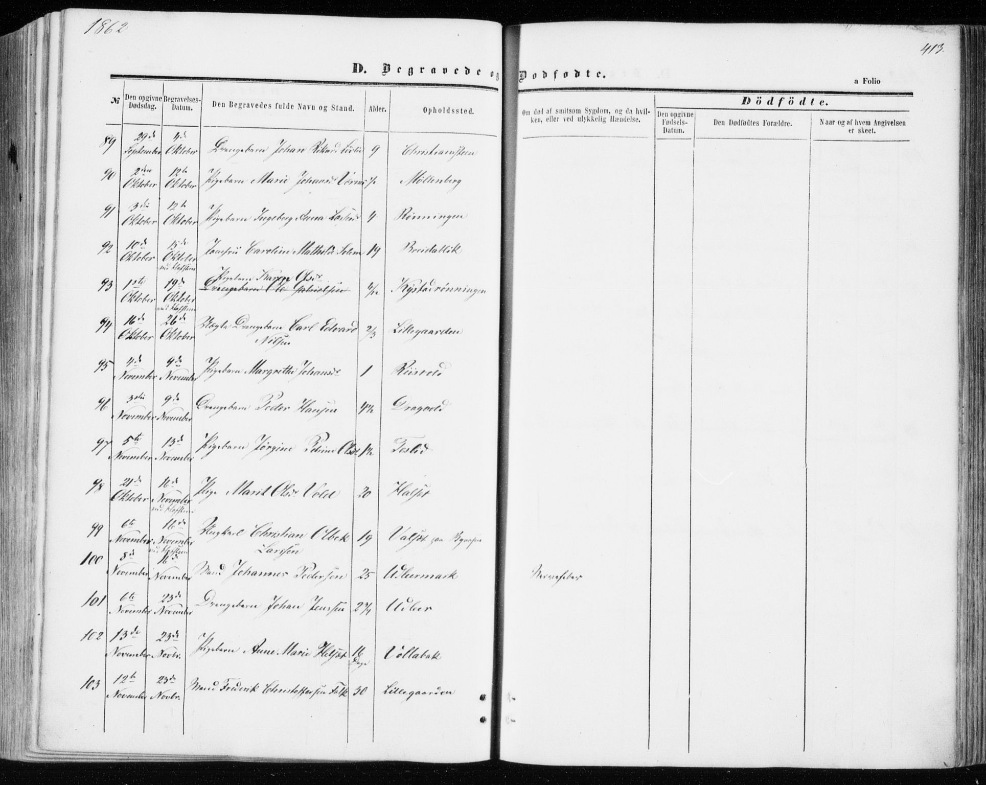 Ministerialprotokoller, klokkerbøker og fødselsregistre - Sør-Trøndelag, SAT/A-1456/606/L0292: Parish register (official) no. 606A07, 1856-1865, p. 413