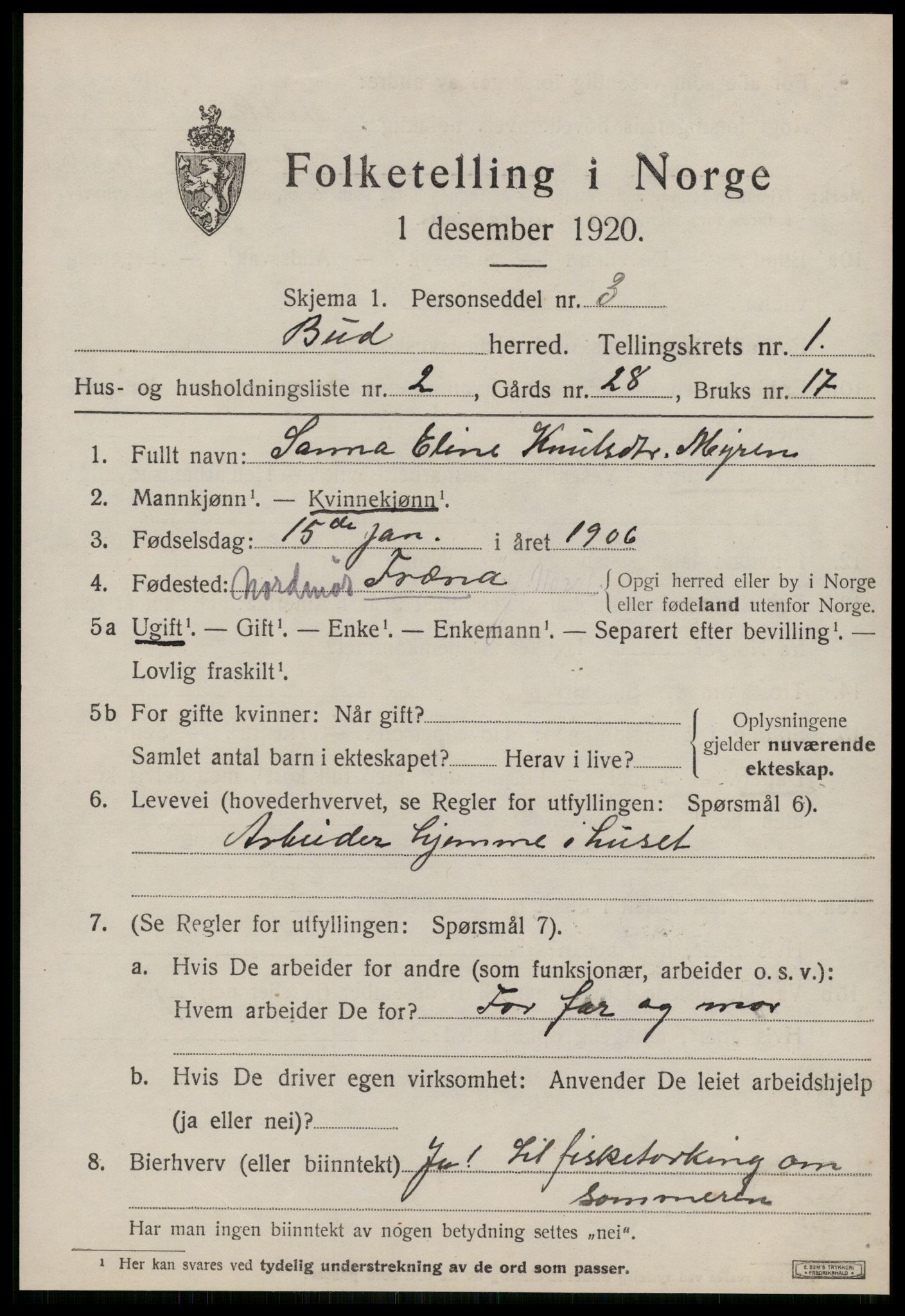 SAT, 1920 census for Bud, 1920, p. 576