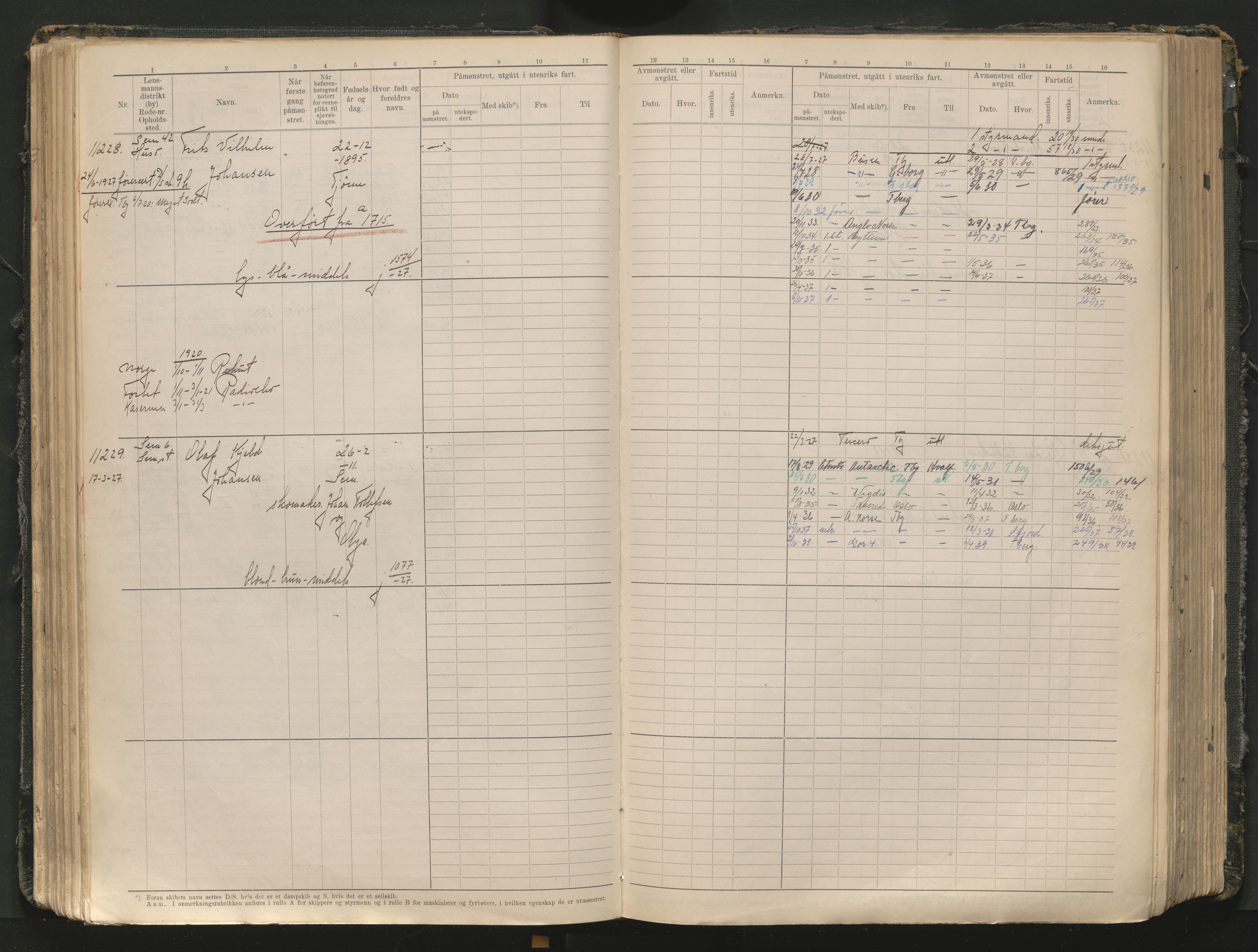 Tønsberg innrulleringskontor, AV/SAKO-A-786/F/Fc/Fcb/L0012: Hovedrulle Patent nr. 10828-12216, 1925-1948