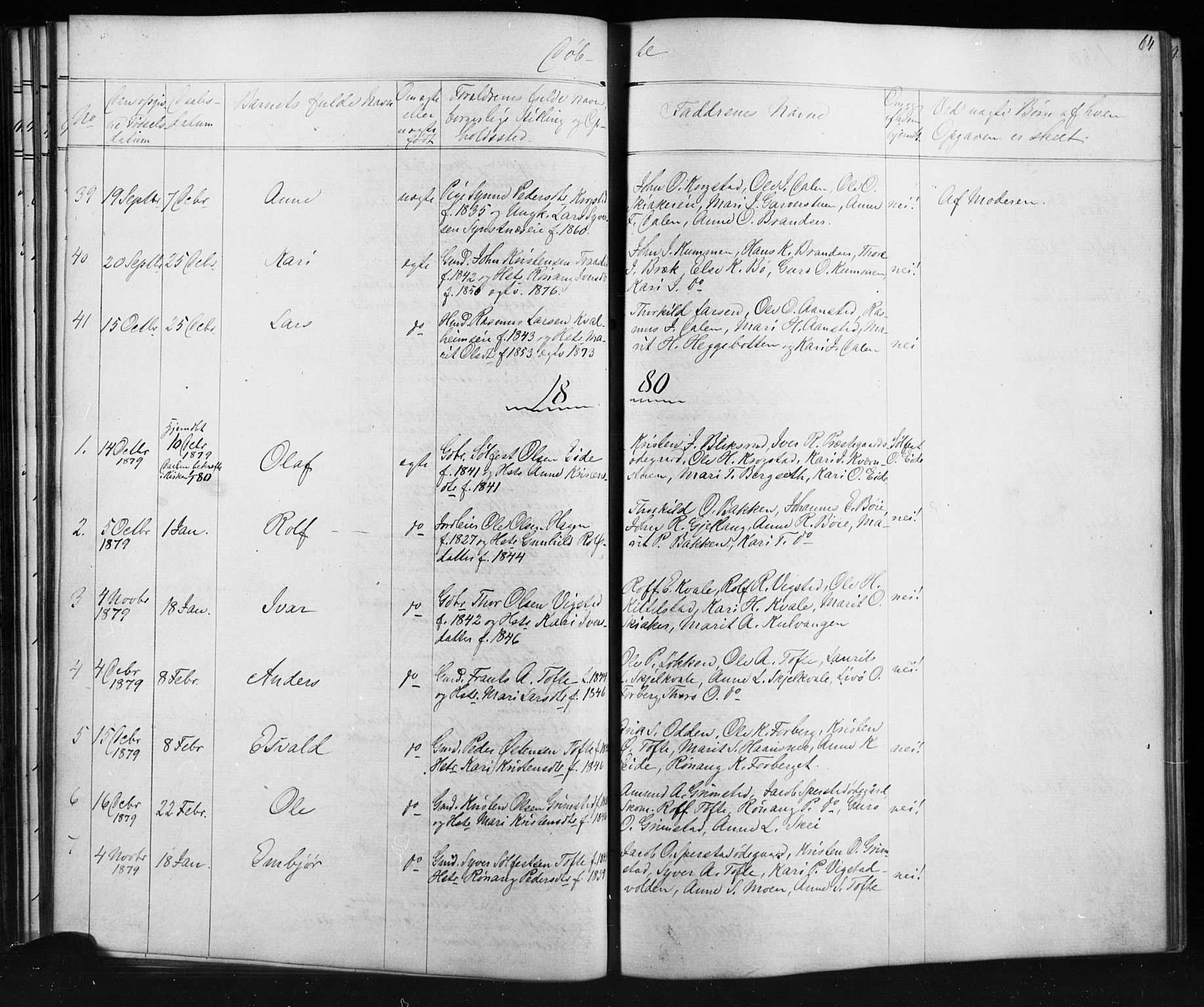 Skjåk prestekontor, SAH/PREST-072/H/Ha/Hab/L0001: Parish register (copy) no. 1, 1865-1893, p. 64