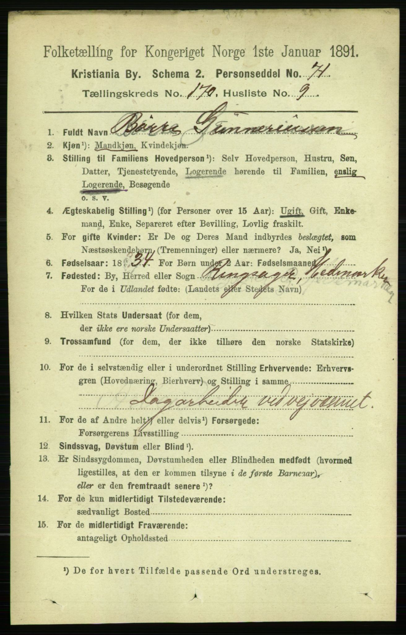RA, 1891 census for 0301 Kristiania, 1891, p. 100023