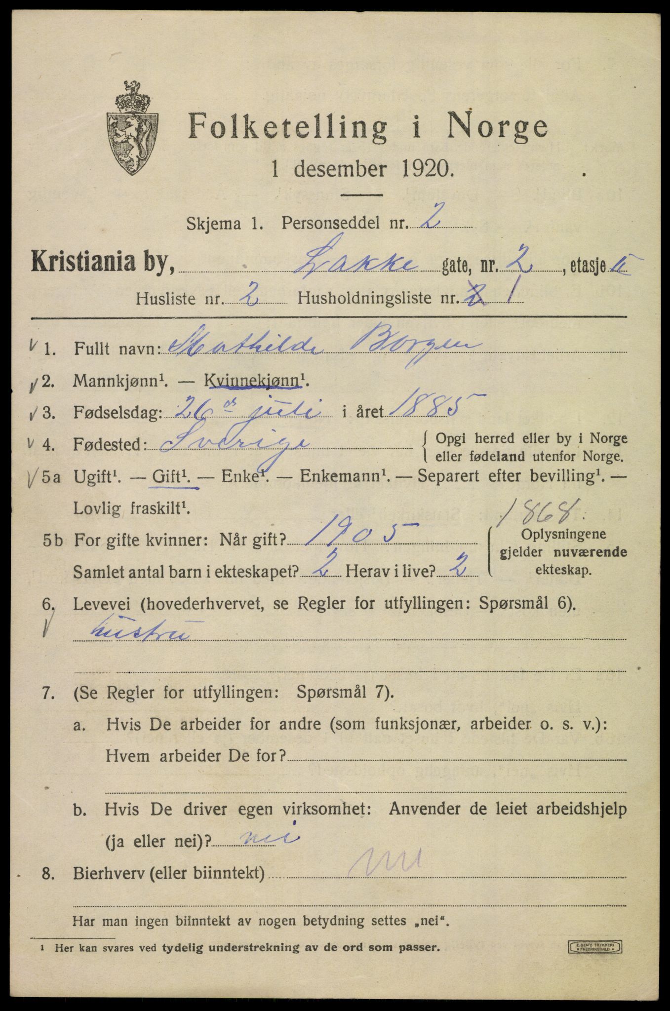 SAO, 1920 census for Kristiania, 1920, p. 354525