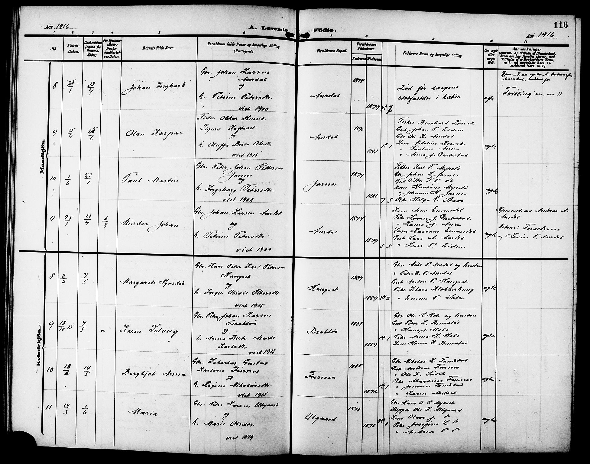 Ministerialprotokoller, klokkerbøker og fødselsregistre - Møre og Romsdal, AV/SAT-A-1454/523/L0341: Parish register (copy) no. 523C04, 1903-1916, p. 116