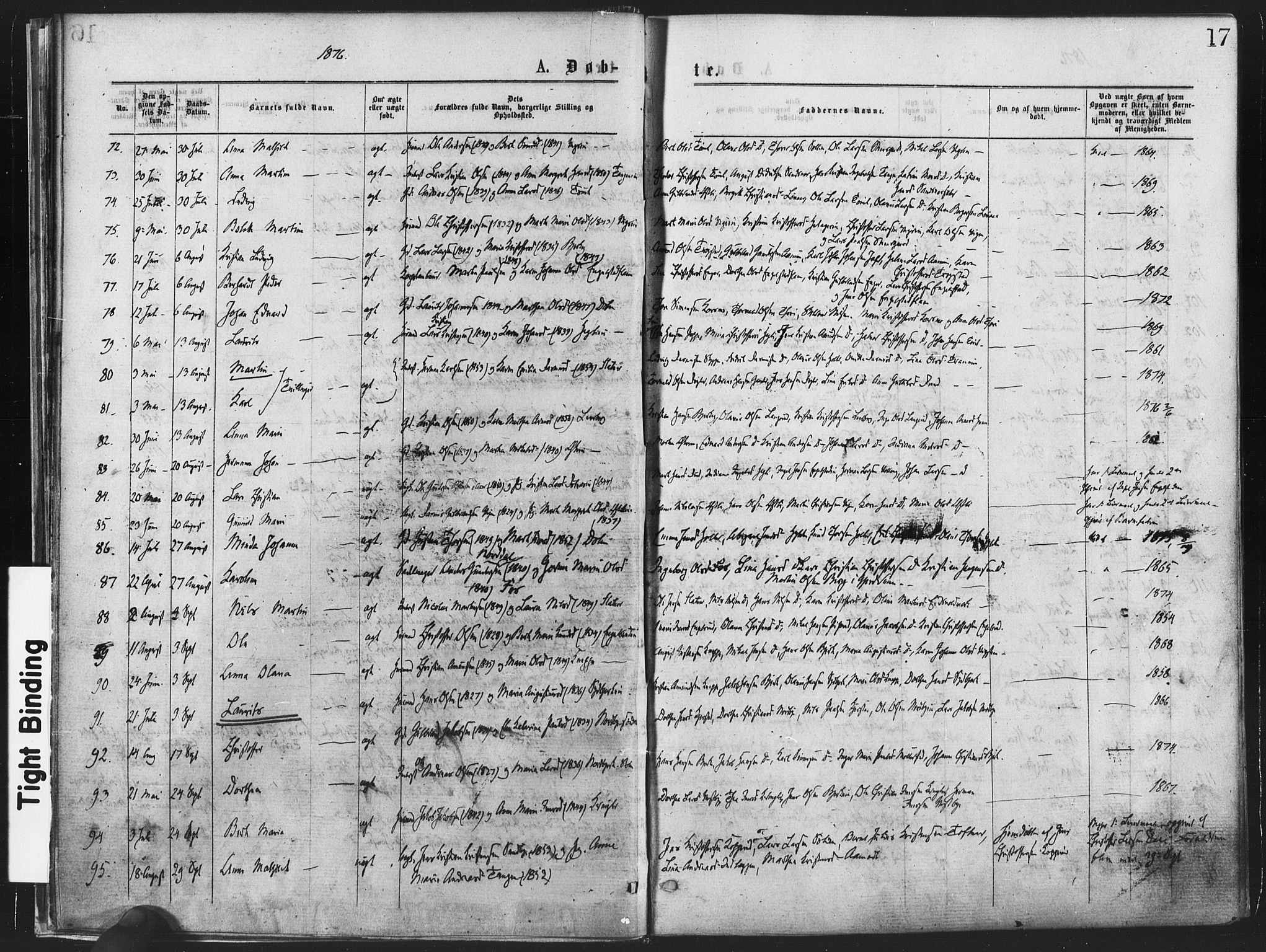 Nannestad prestekontor Kirkebøker, AV/SAO-A-10414a/F/Fa/L0013: Parish register (official) no. I 13, 1873-1880, p. 17