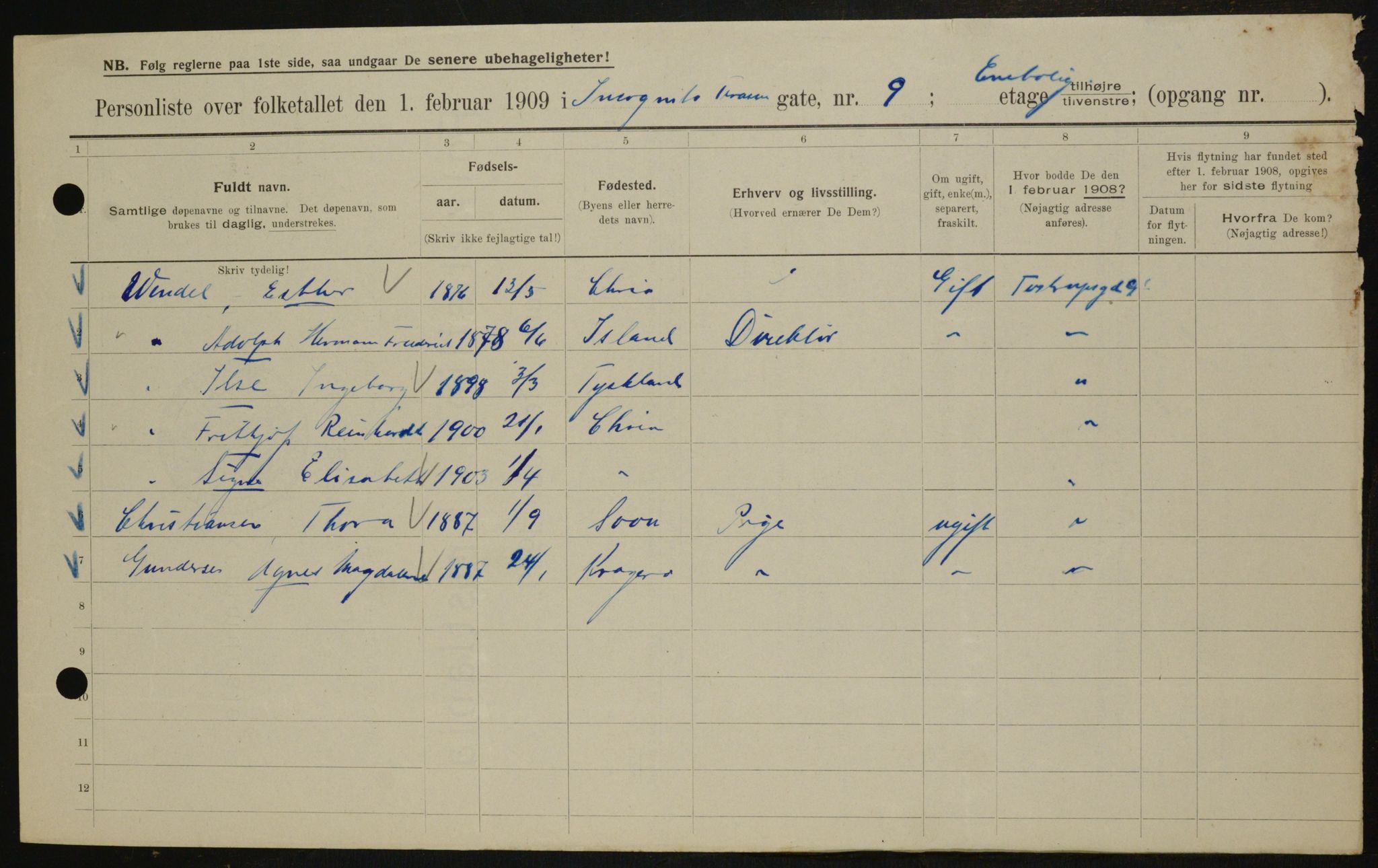 OBA, Municipal Census 1909 for Kristiania, 1909, p. 40657