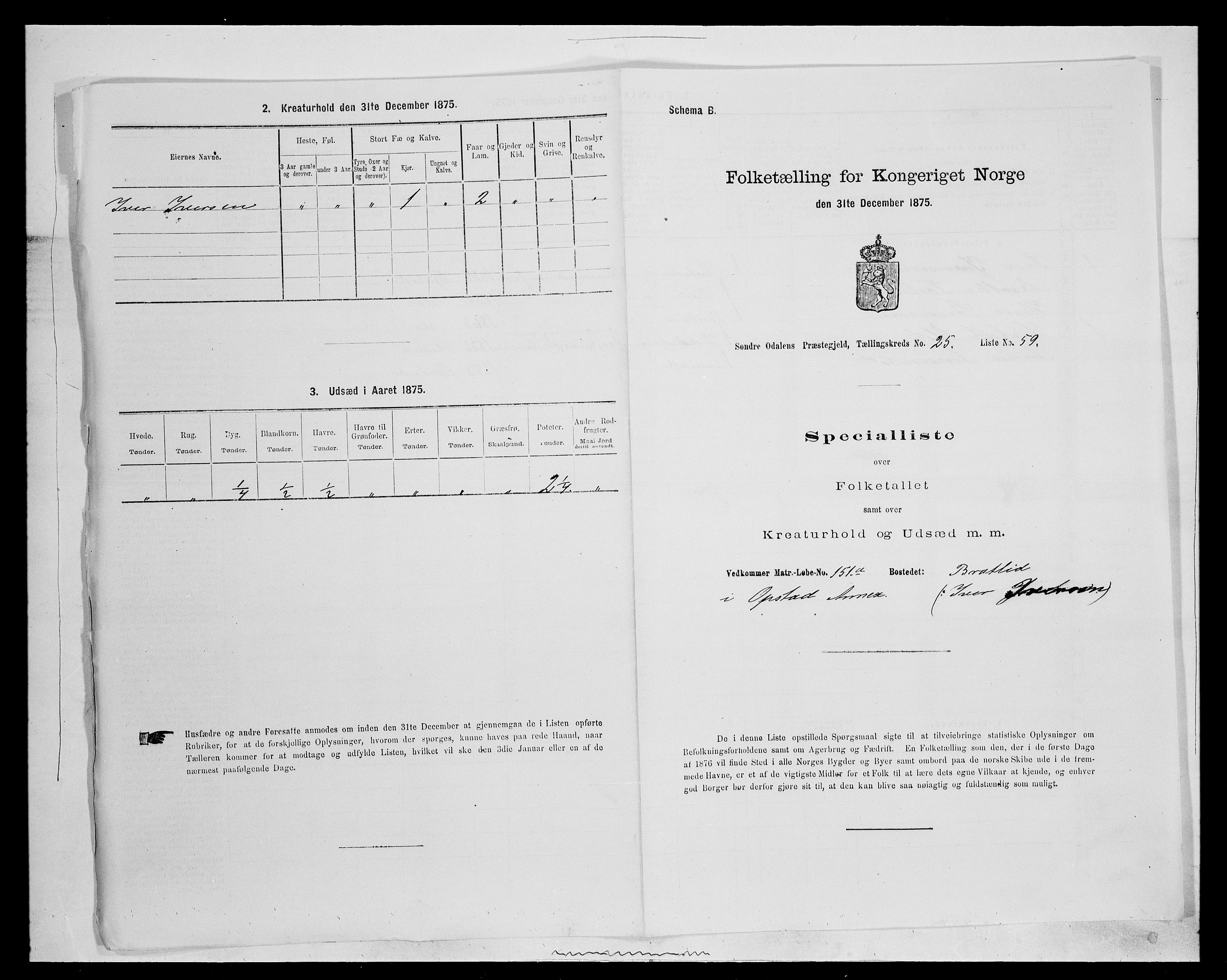 SAH, 1875 census for 0419P Sør-Odal, 1875, p. 2213