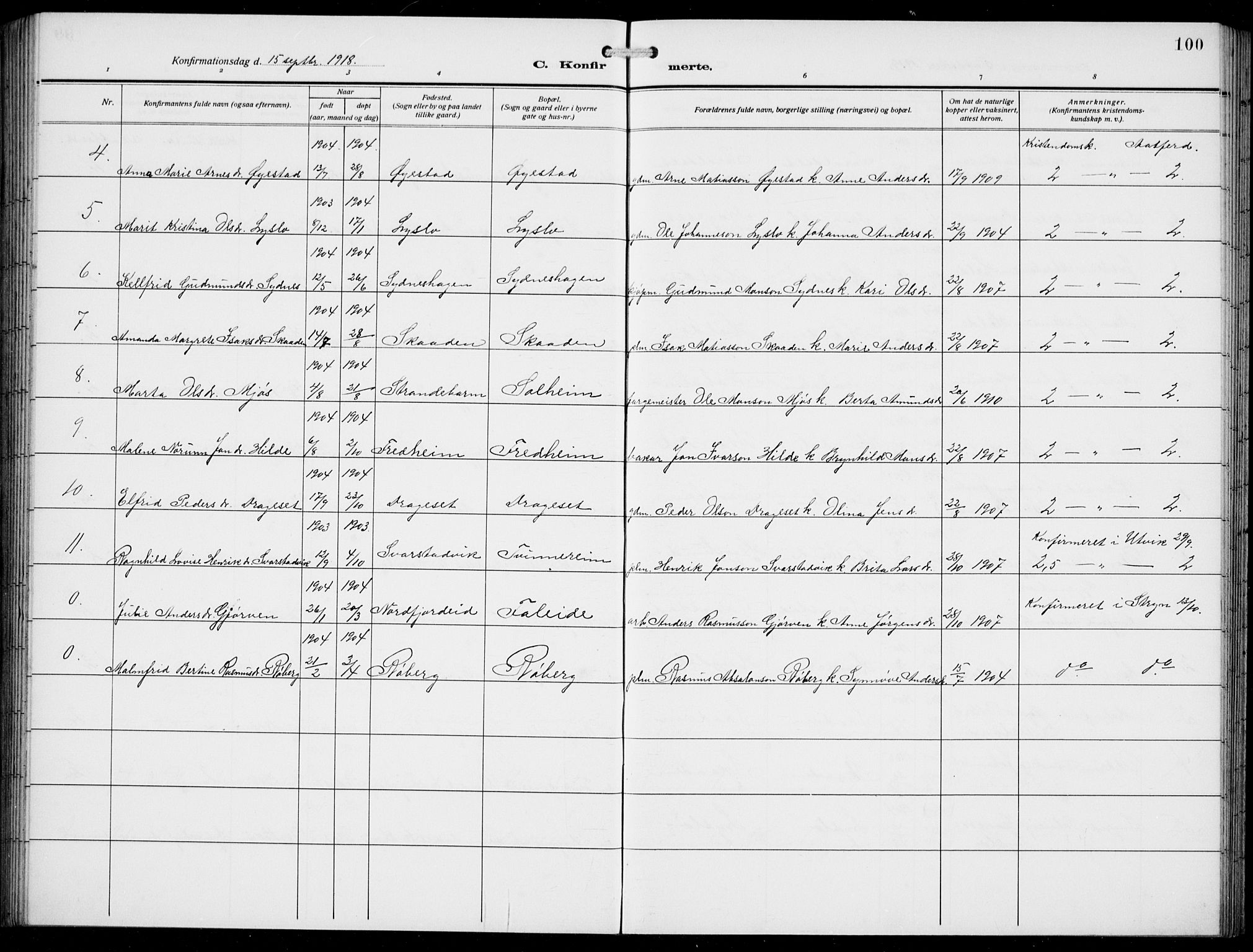 Innvik sokneprestembete, AV/SAB-A-80501: Parish register (copy) no. A 4, 1913-1936, p. 100