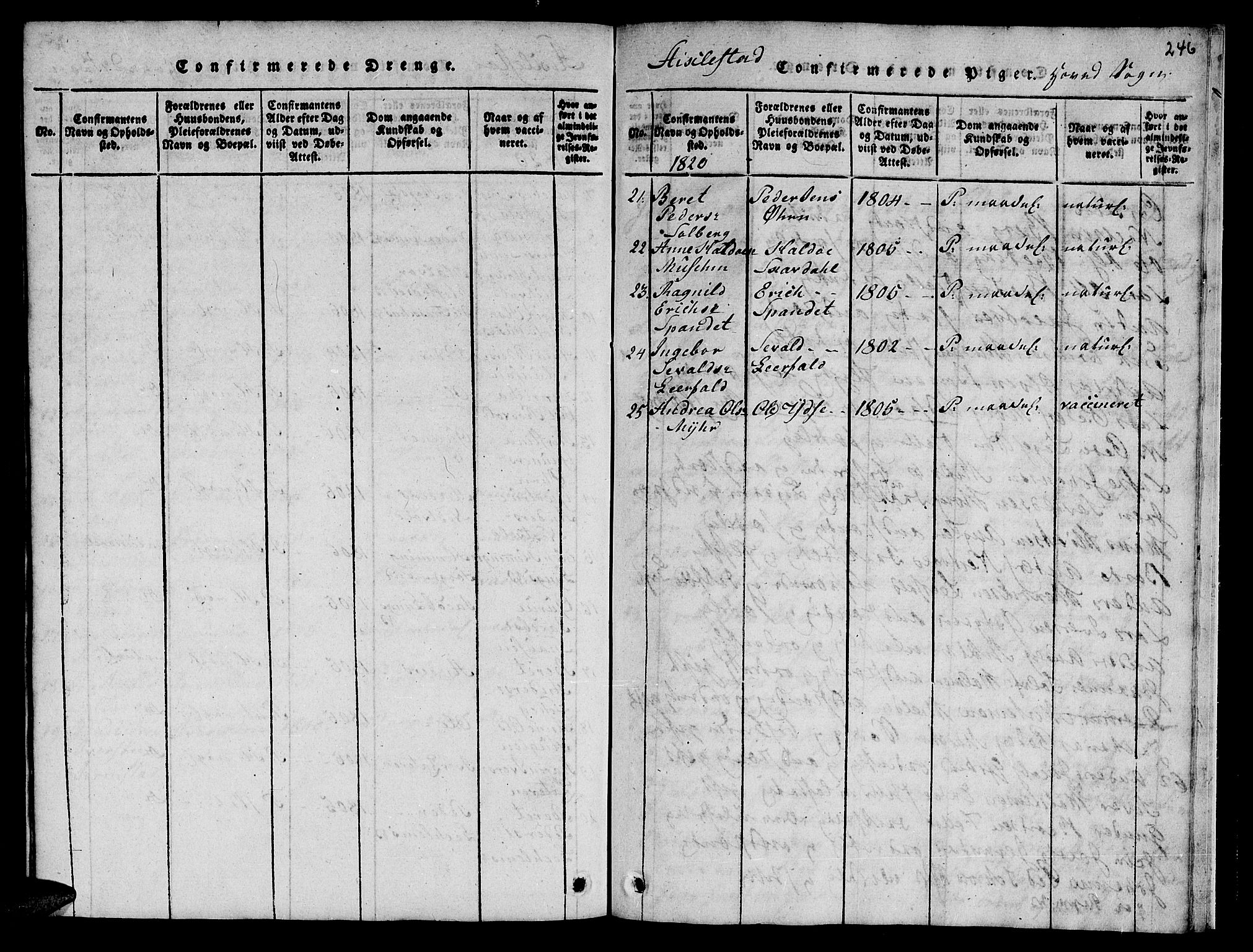 Ministerialprotokoller, klokkerbøker og fødselsregistre - Nord-Trøndelag, AV/SAT-A-1458/723/L0251: Parish register (copy) no. 723C01 /1, 1816-1831, p. 246