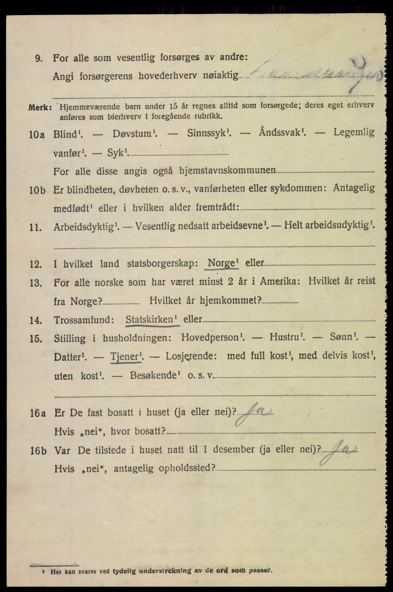 SAK, 1920 census for Vegårshei, 1920, p. 2467