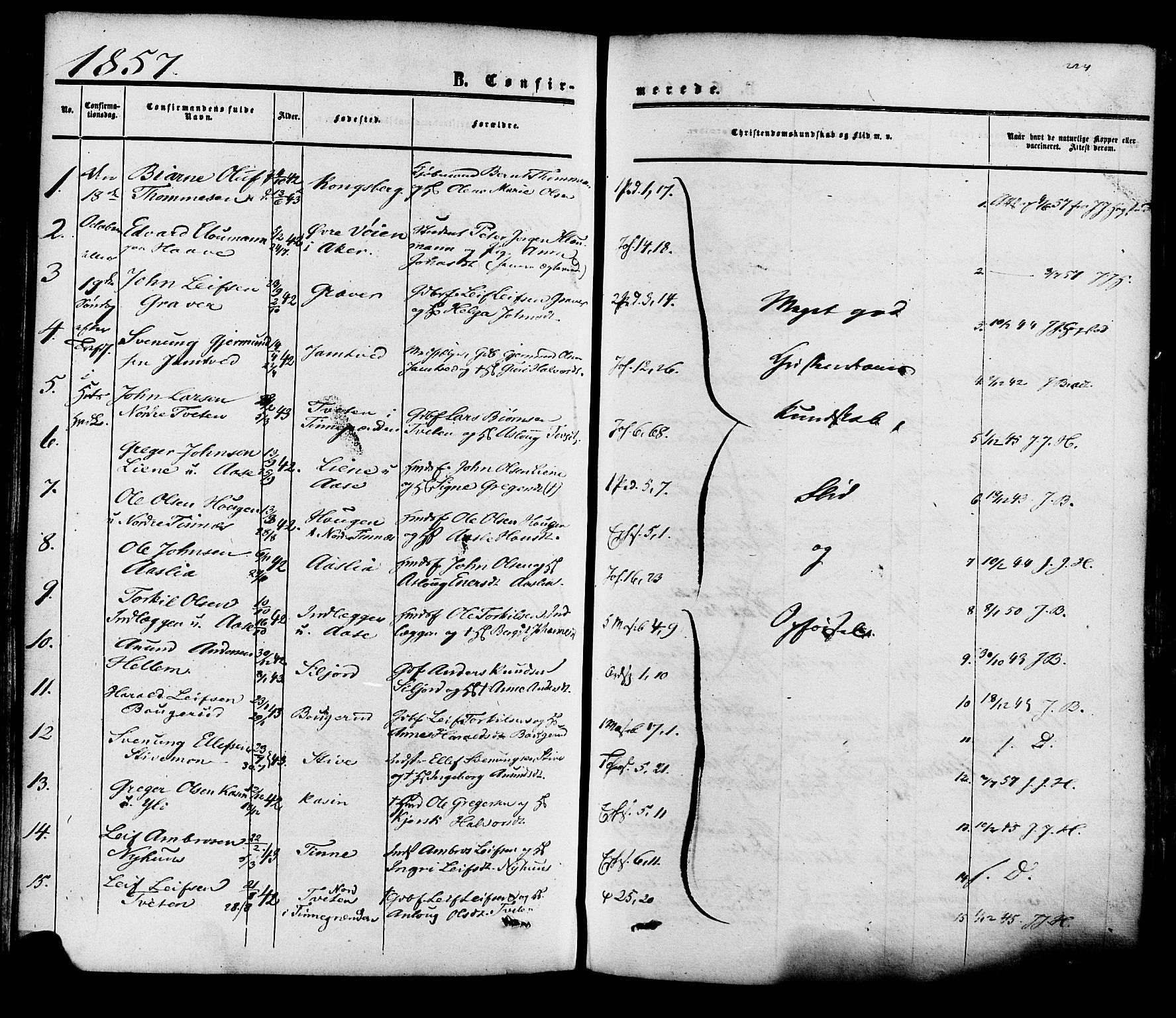 Heddal kirkebøker, AV/SAKO-A-268/F/Fa/L0007: Parish register (official) no. I 7, 1855-1877, p. 224