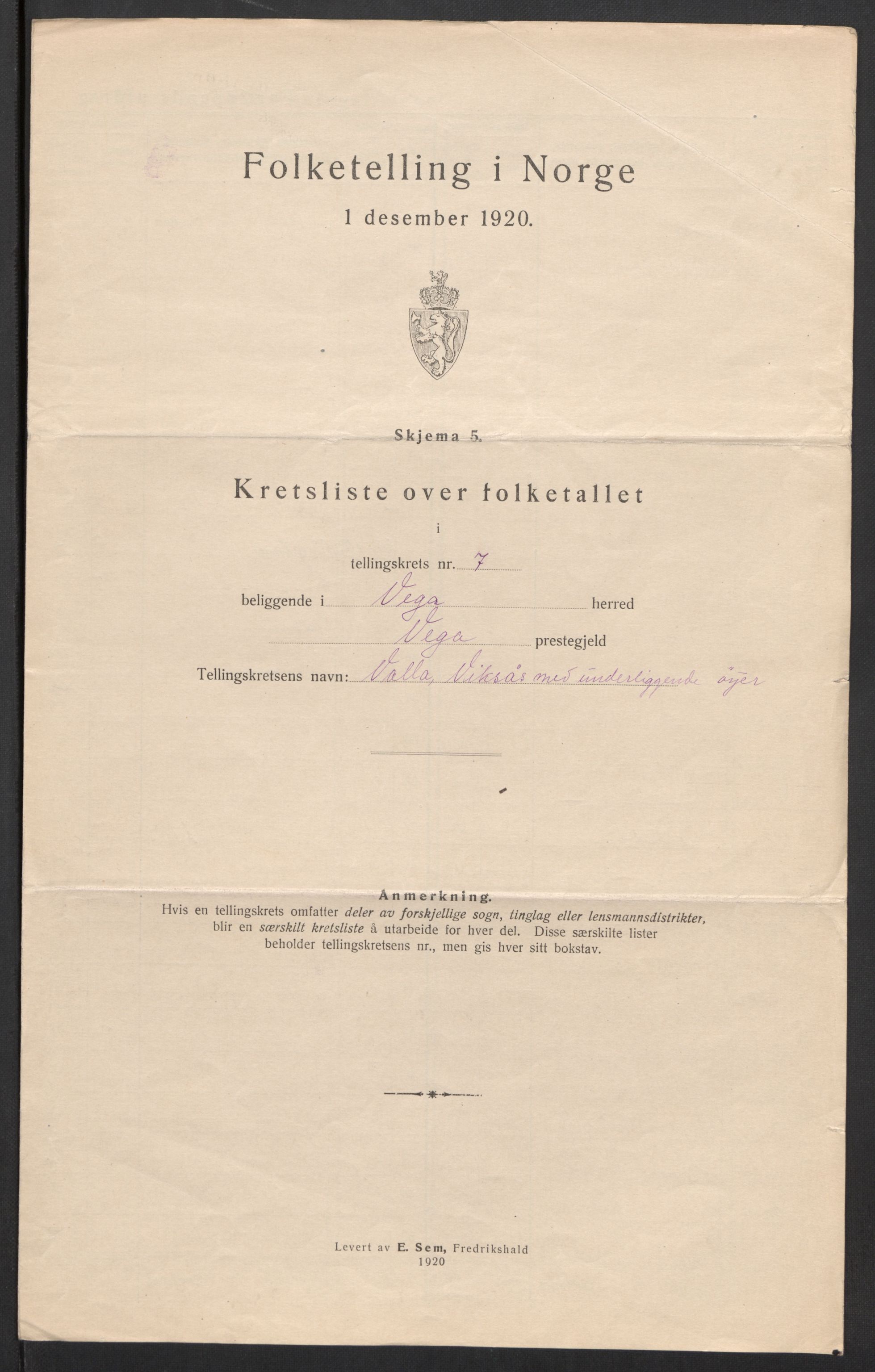 SAT, 1920 census for Vega, 1920, p. 24